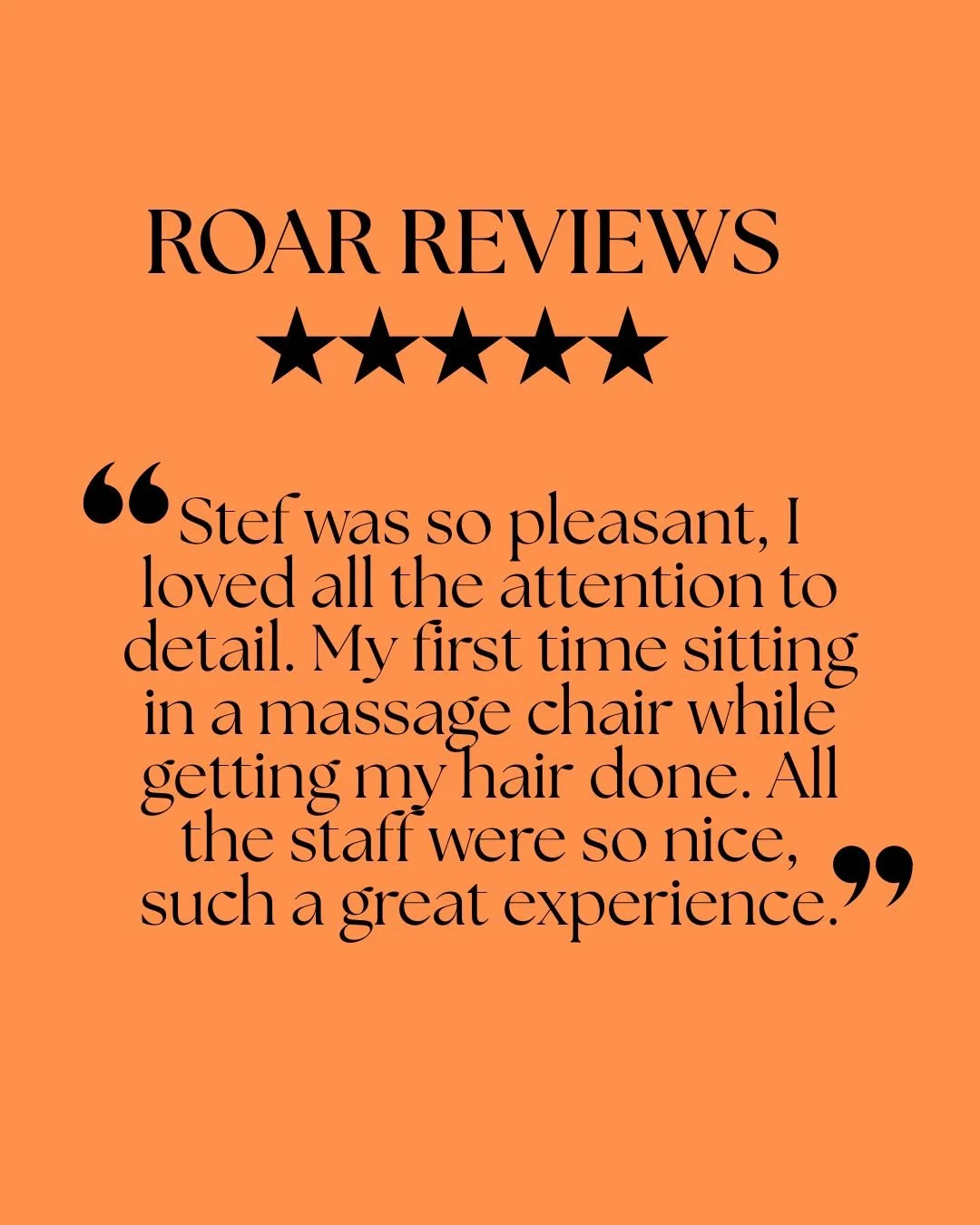 Another 5 star review for the team at ROAR. 🦁

To book in with Stef, head to the link in our bio. 🧡