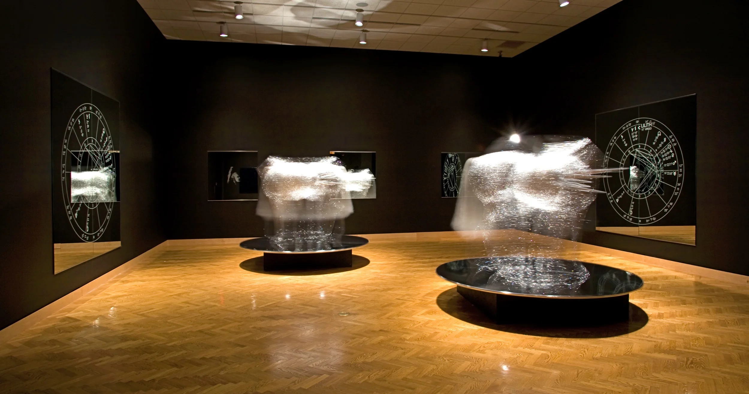River to Infinity - The Vanishing Points , 2008, mixed media, 30‘ x 50’ x 8’, The Minneapolis Institute of Arts, Minneapolis, MN. Rotating sculptures -- the sculptures constantly spin at 2.5 rotations per minute.
