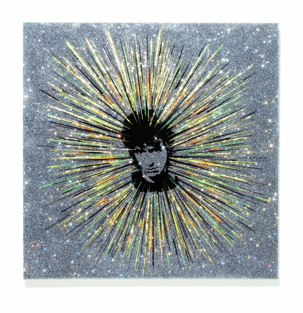 John Anthony Genzale, Jr, aka Johnny Thunders, Johnny Volume , 48" x 48" x 2", glitter, resin, vinyl, board, 2009