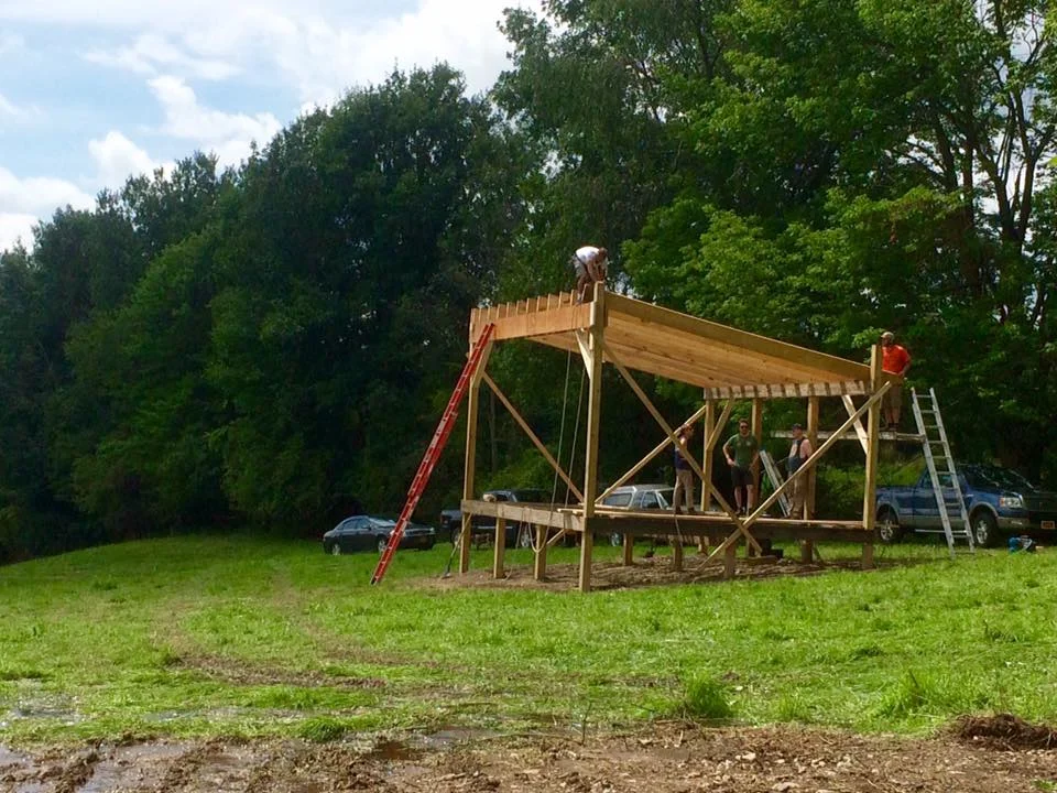 Many hands make light work. We had a great crew to help build the stage.