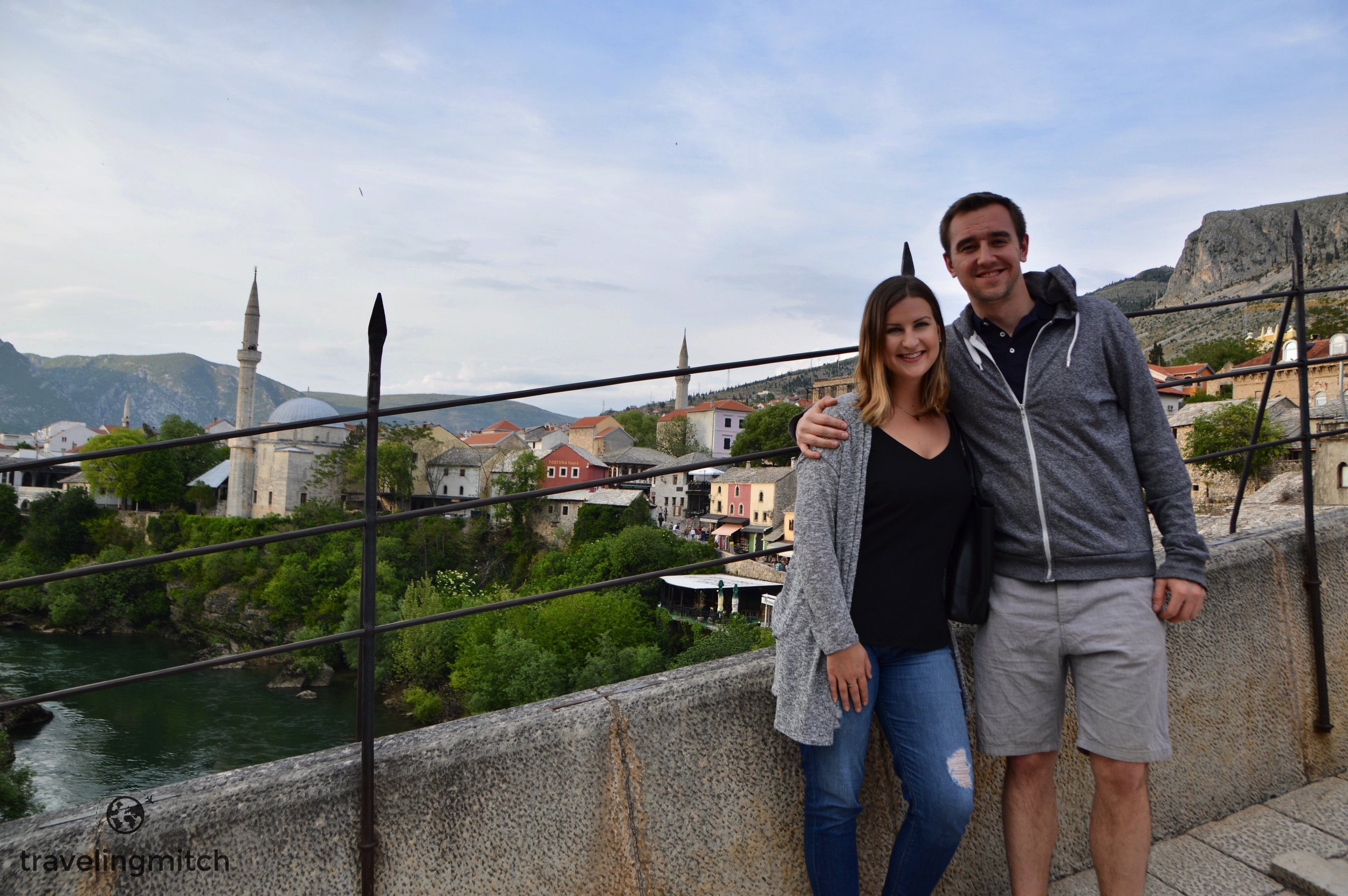 Bri and I atop Mostar's iconic Old Bridge. 