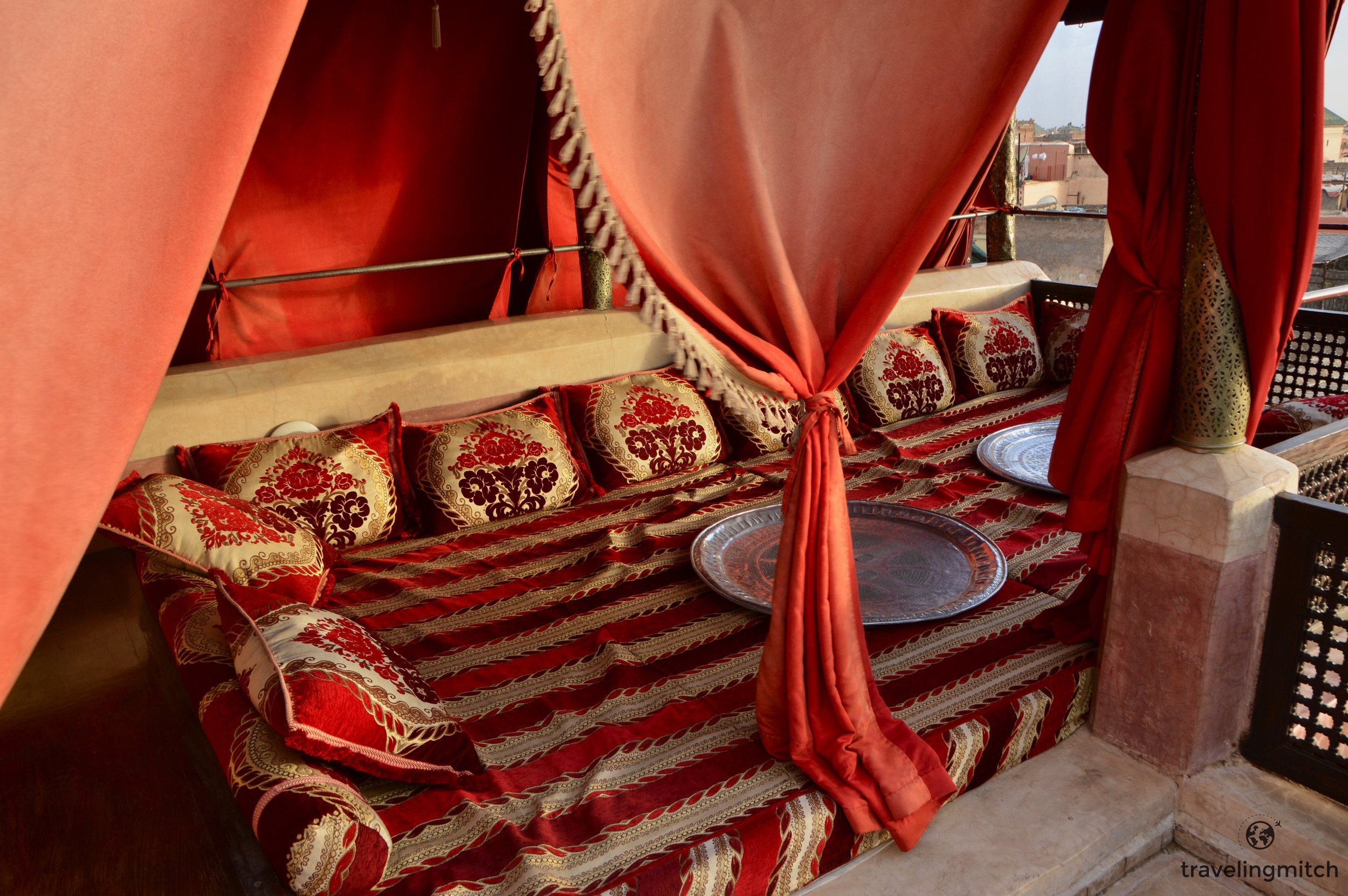The roof terrace at Riad Anayela in Marrekesh, Morocco