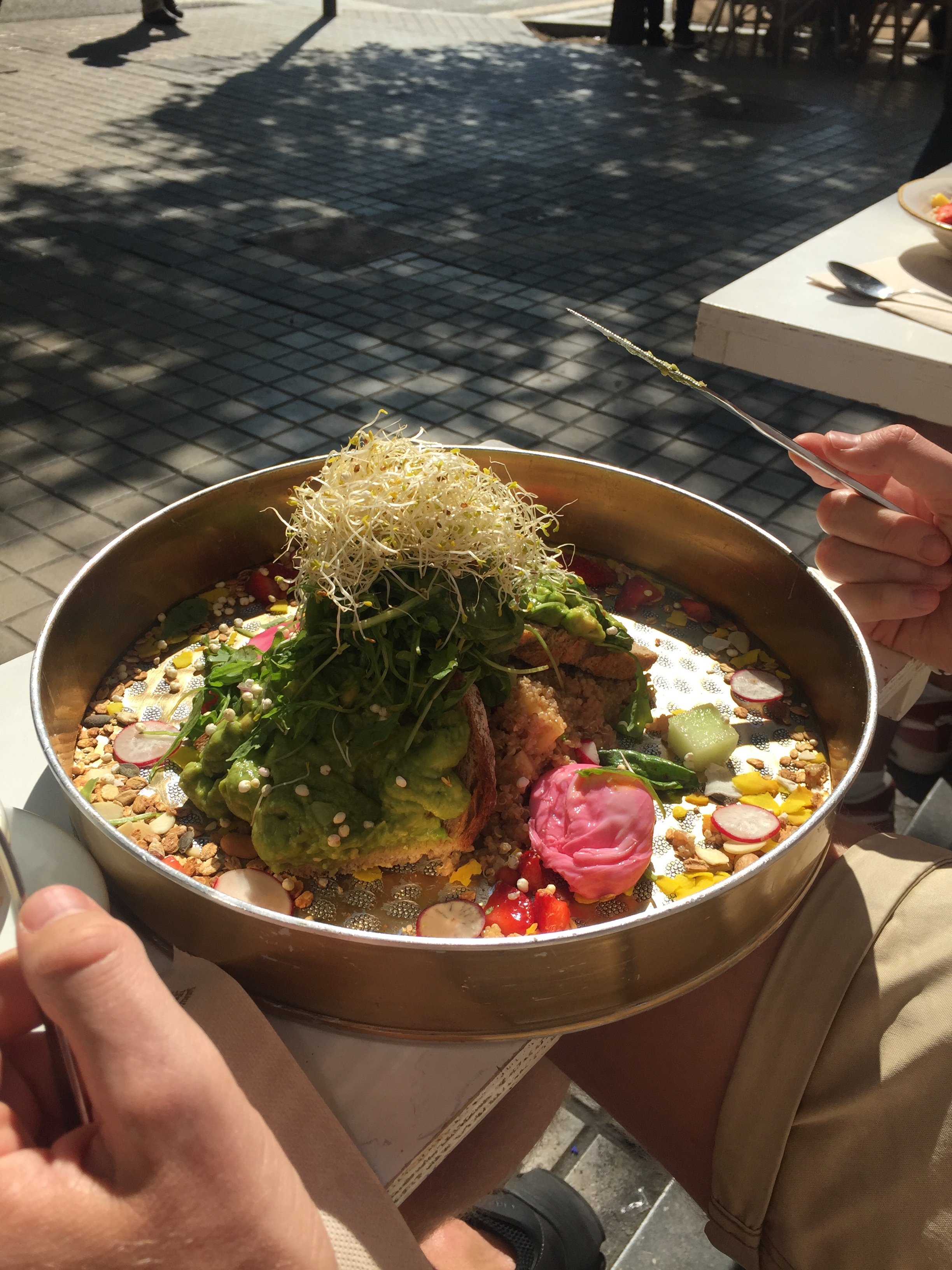 Pink eggs and avocado at Brunch & Cake