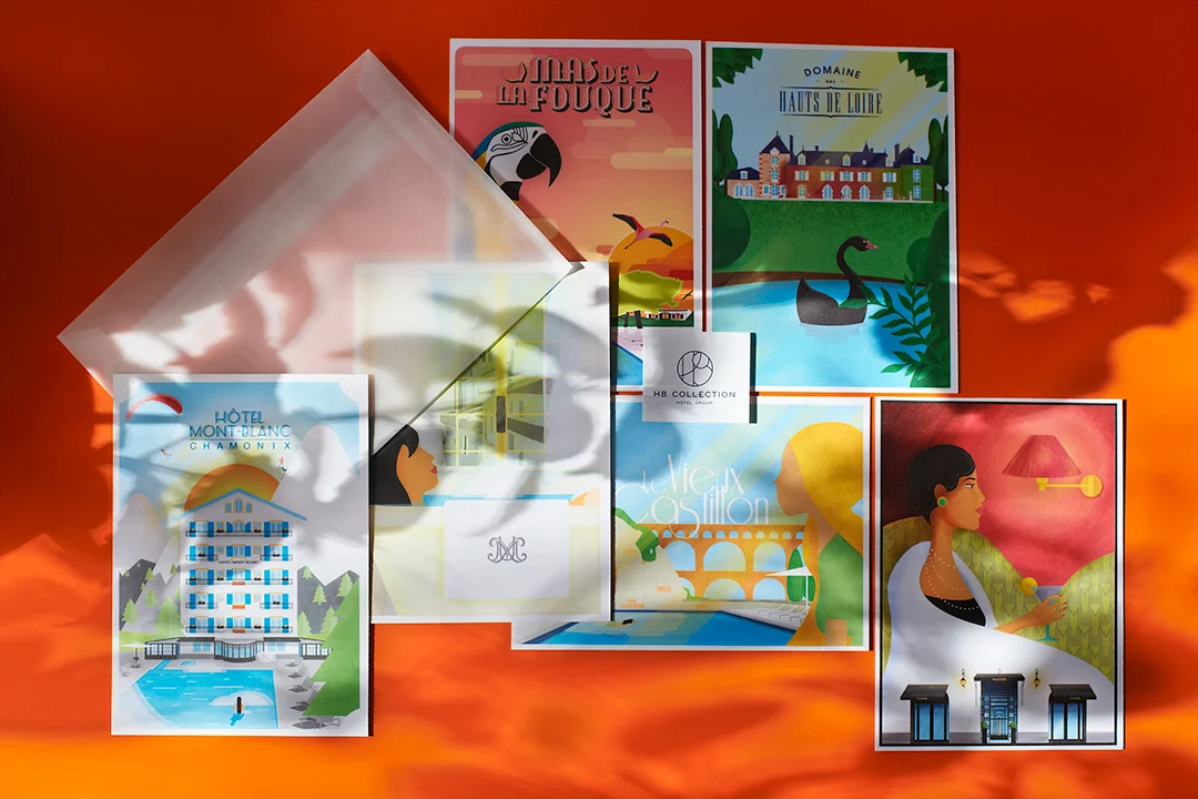 Montréal 2017 Illustrations réalisées par Fabio Boisseau pour une série de cartes postales représentant les hôtels du Groupe H8 Collection .