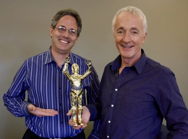 Me (left) with C3PO. And Anthony Daniels. (Photo by David Woo)