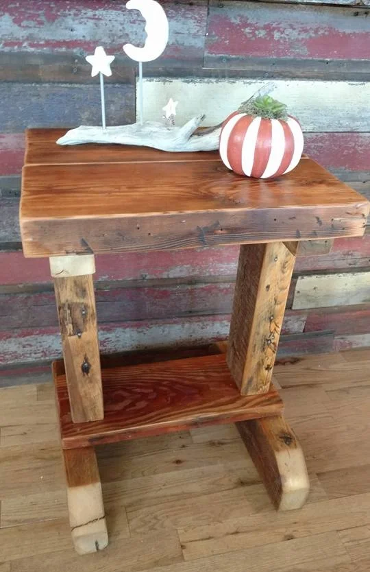 Side table made with reclaimed wood