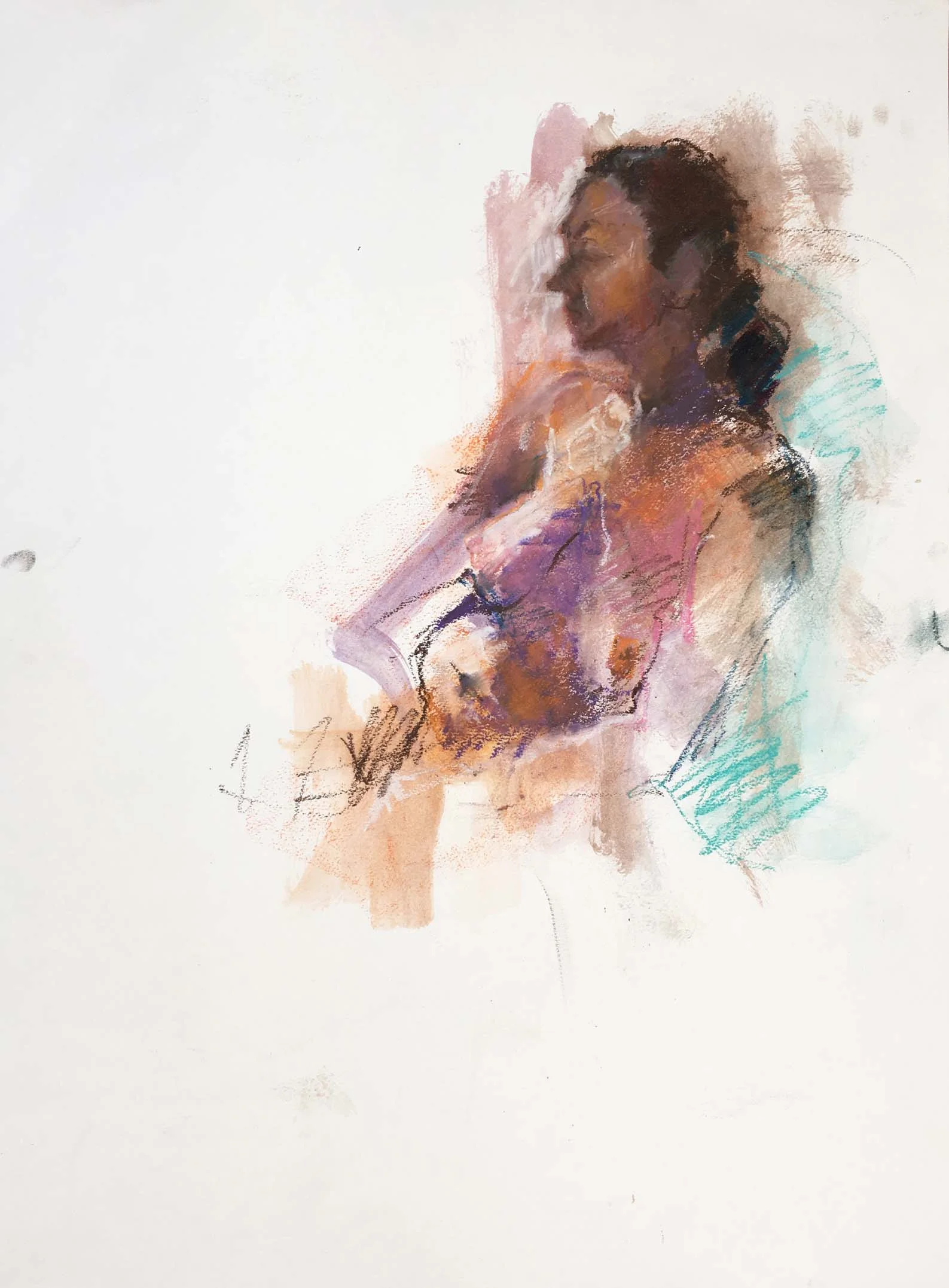 Woman in Brown Pastel, 2005. Oil pastel on paper, w55 x h76cm.