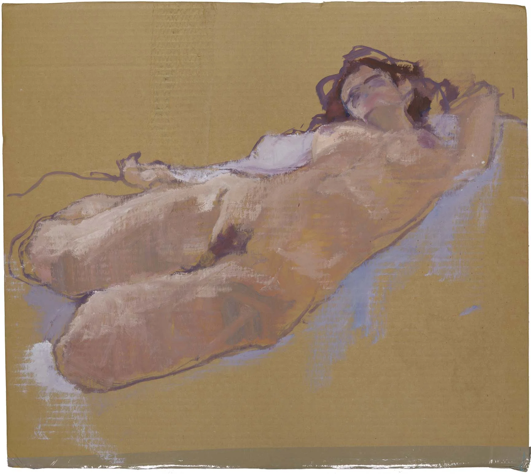 Tatiana on a Cardboard Box II, 2006. Oil on cardboard, w60.5 x h54.2cm (79.5 x 73cm framed).