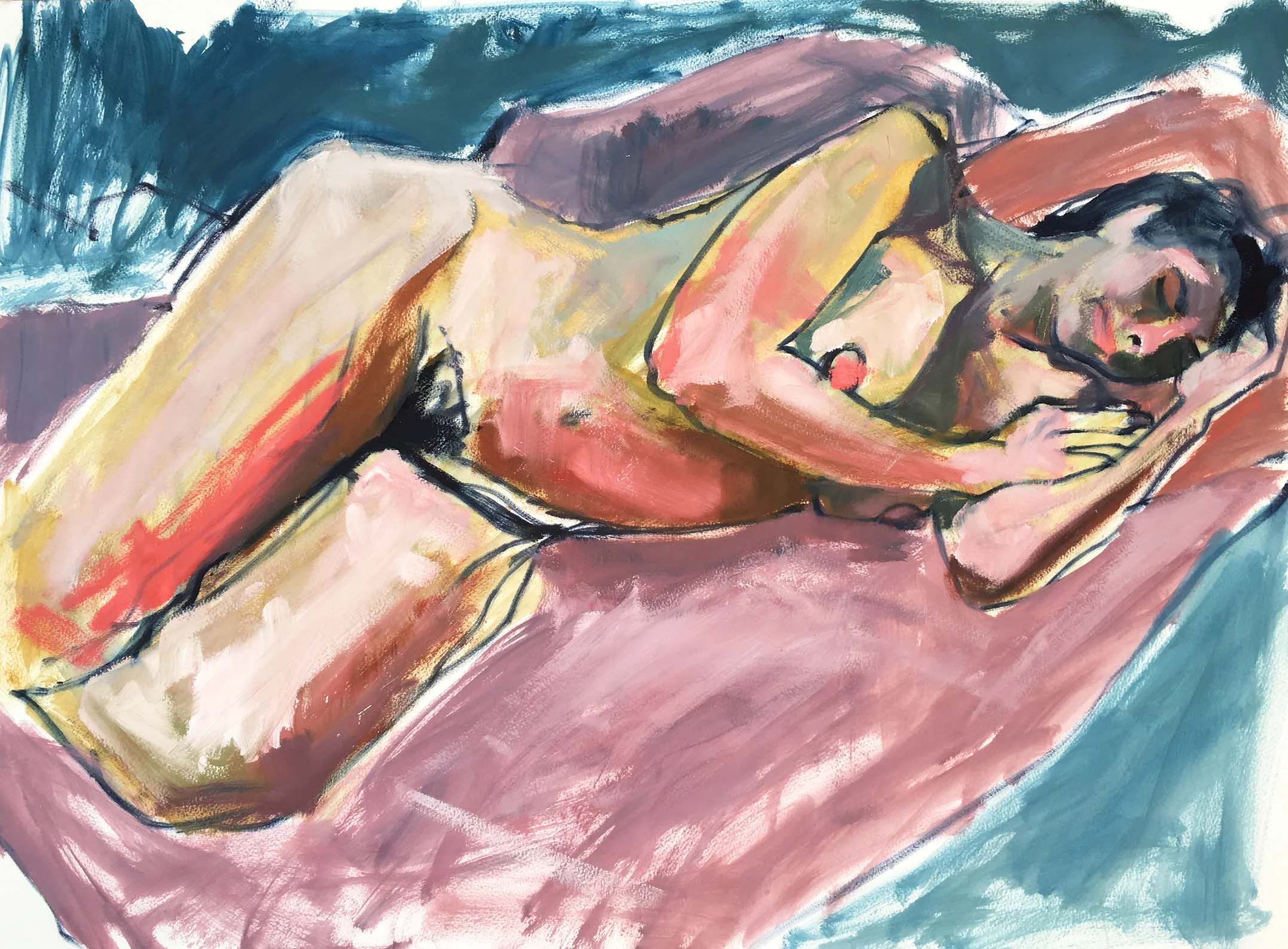 Woman on a Pink Quilt.jpg