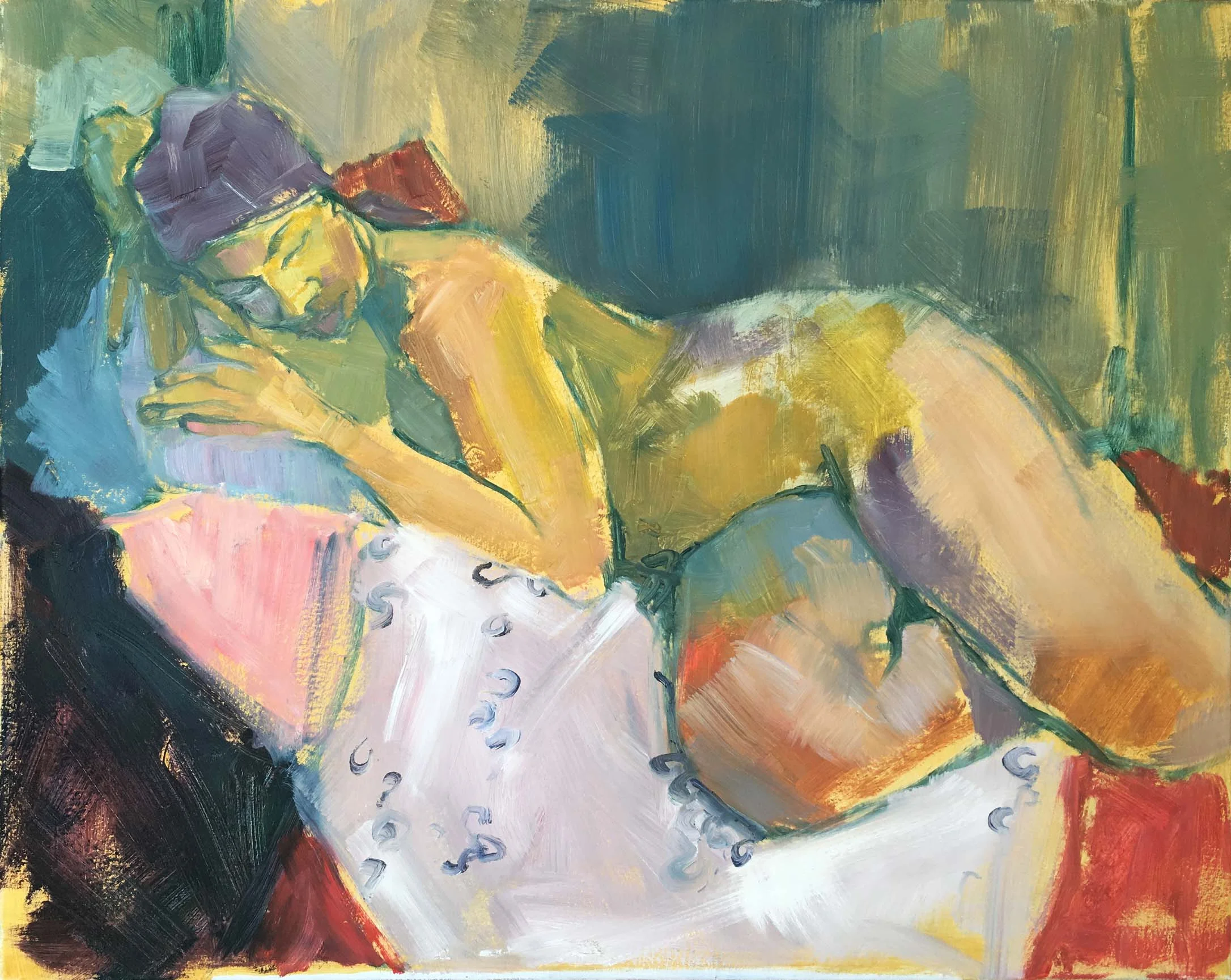Patchwork Woman, 2018. Oil on canvas, w76 x h61cm (w80 x h65cm framed). SOLD