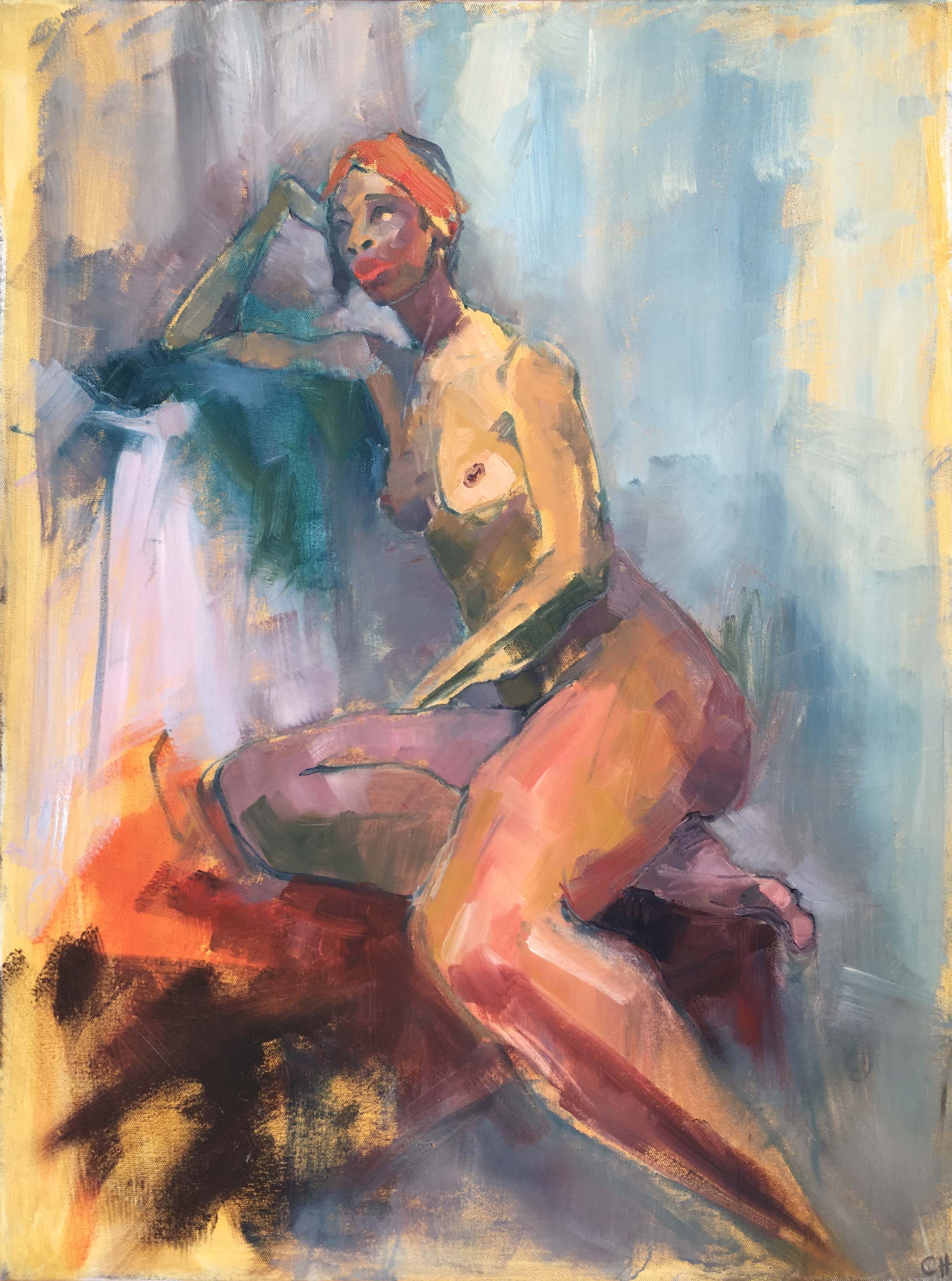 Ruby, 2018. Oil on canvas, w76 x h102cm (w80 x h106cm framed). SOLD.