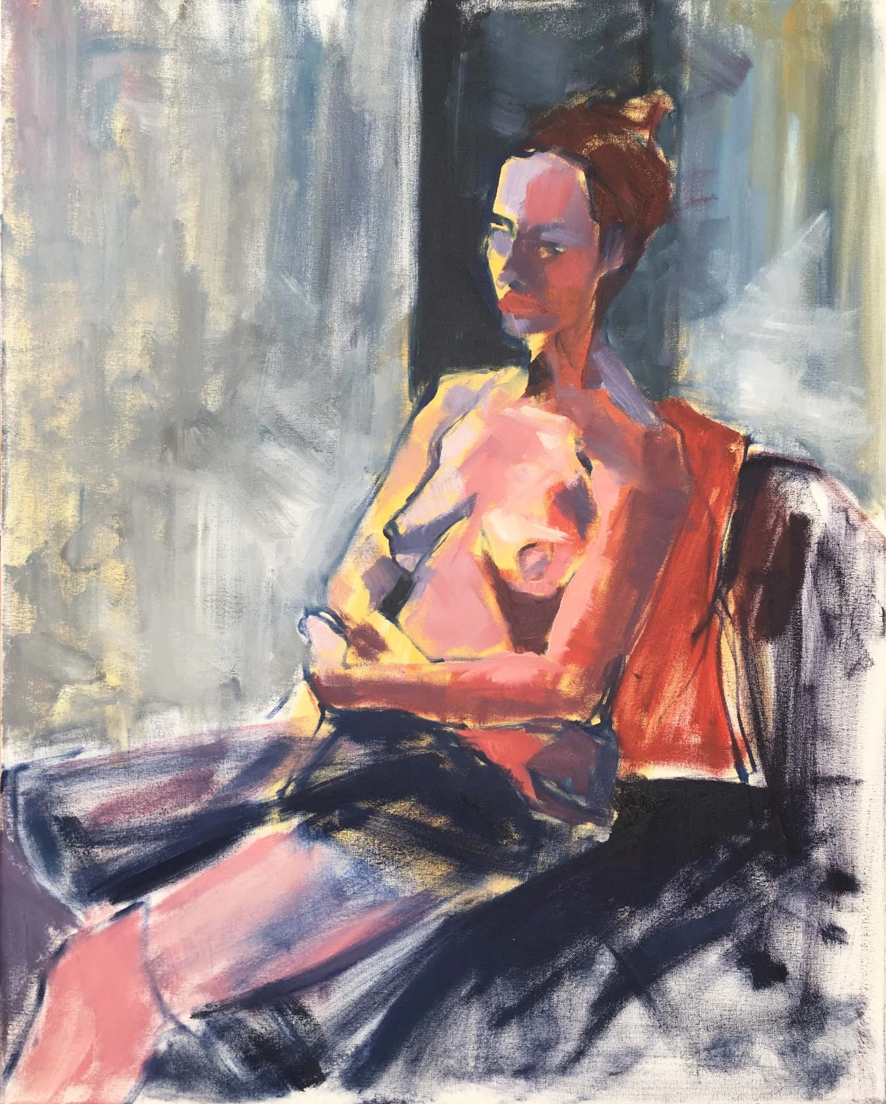 Woman with a Faraway Face. Oil on canvas, w61 x h76cm (w65 x h80cm framed).