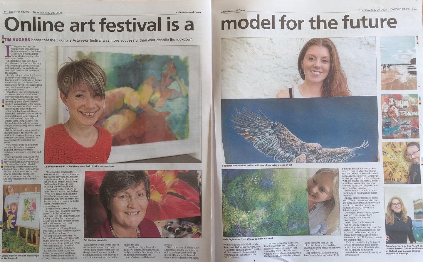 Thank you @oxfordshireartweeks for a fantastic virtual festival! Lovely to see this in the @oxfordmail today. 😊