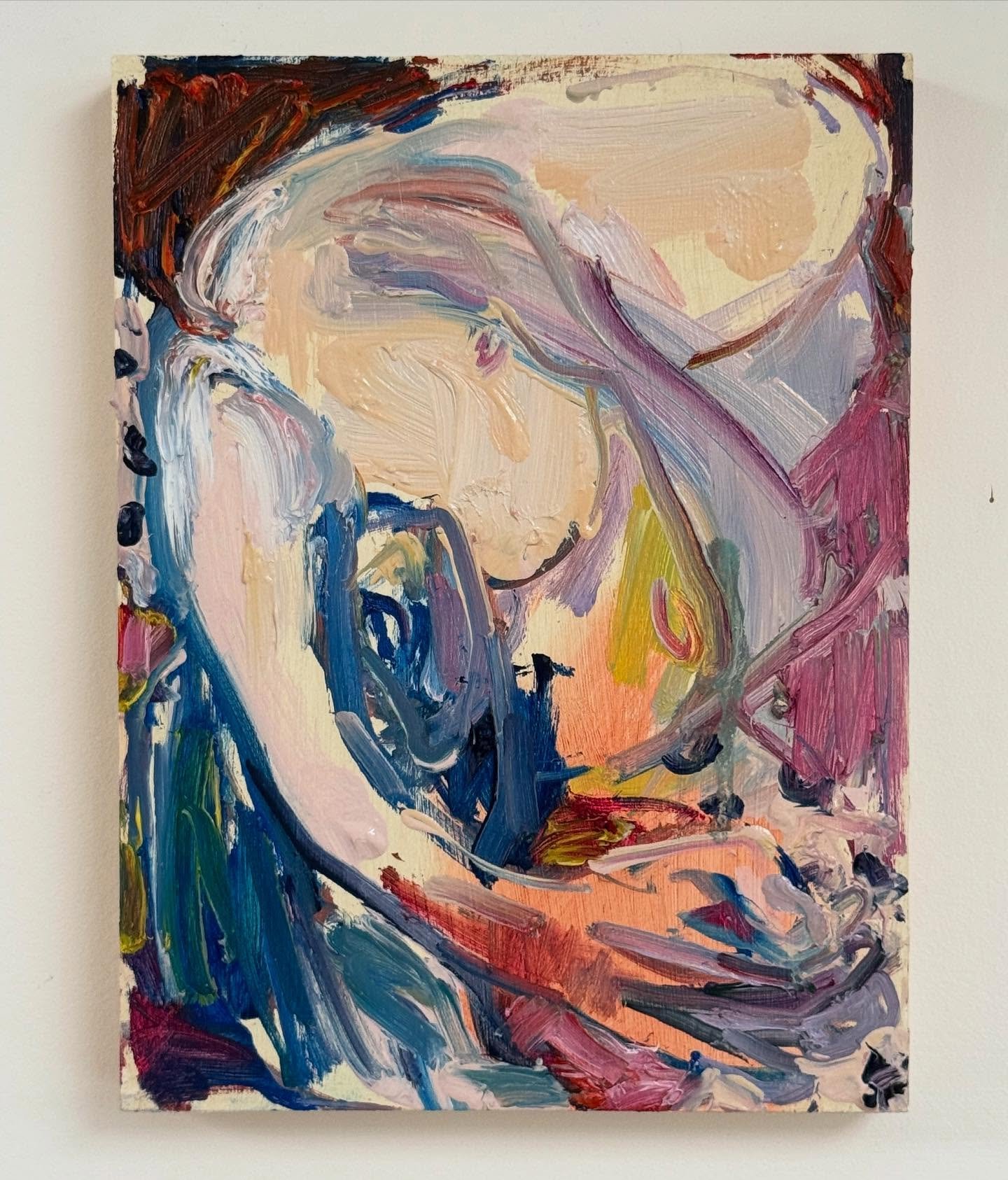 Small painting from one of my distorted life drawings. Oil on panel. 15 x 20cm