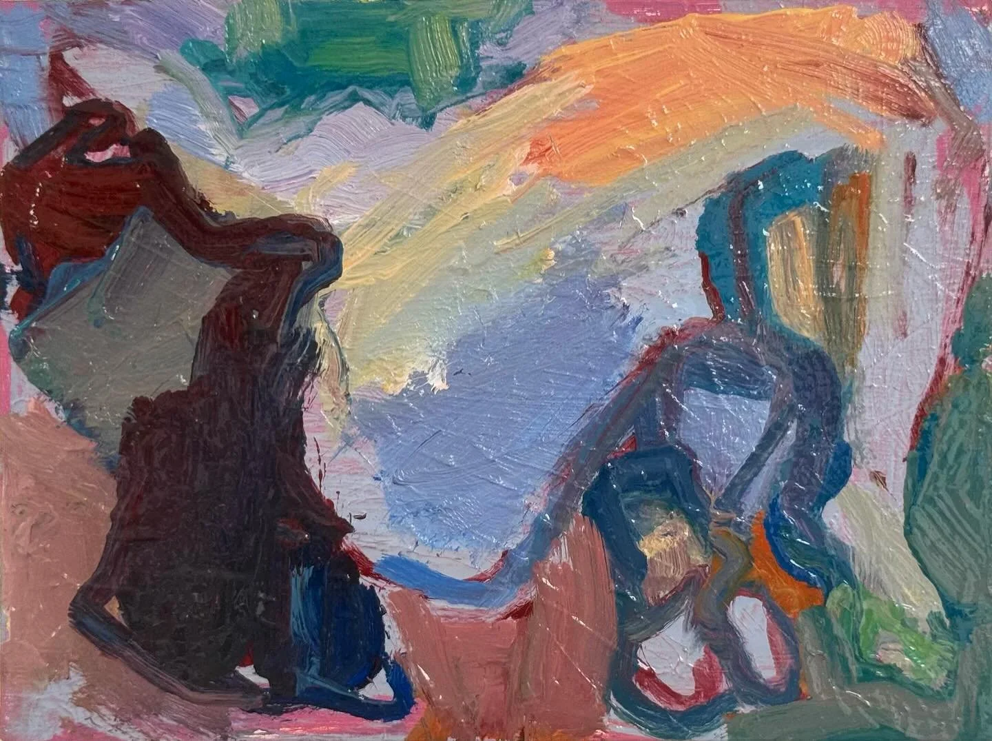 Small painting made from distorted continuous line drawings of @naomimorris.lifemodel 15 x 20cm, oil on panel

#oilpainting #contemporarypainting #lilac #lifepainting #abstractshapes