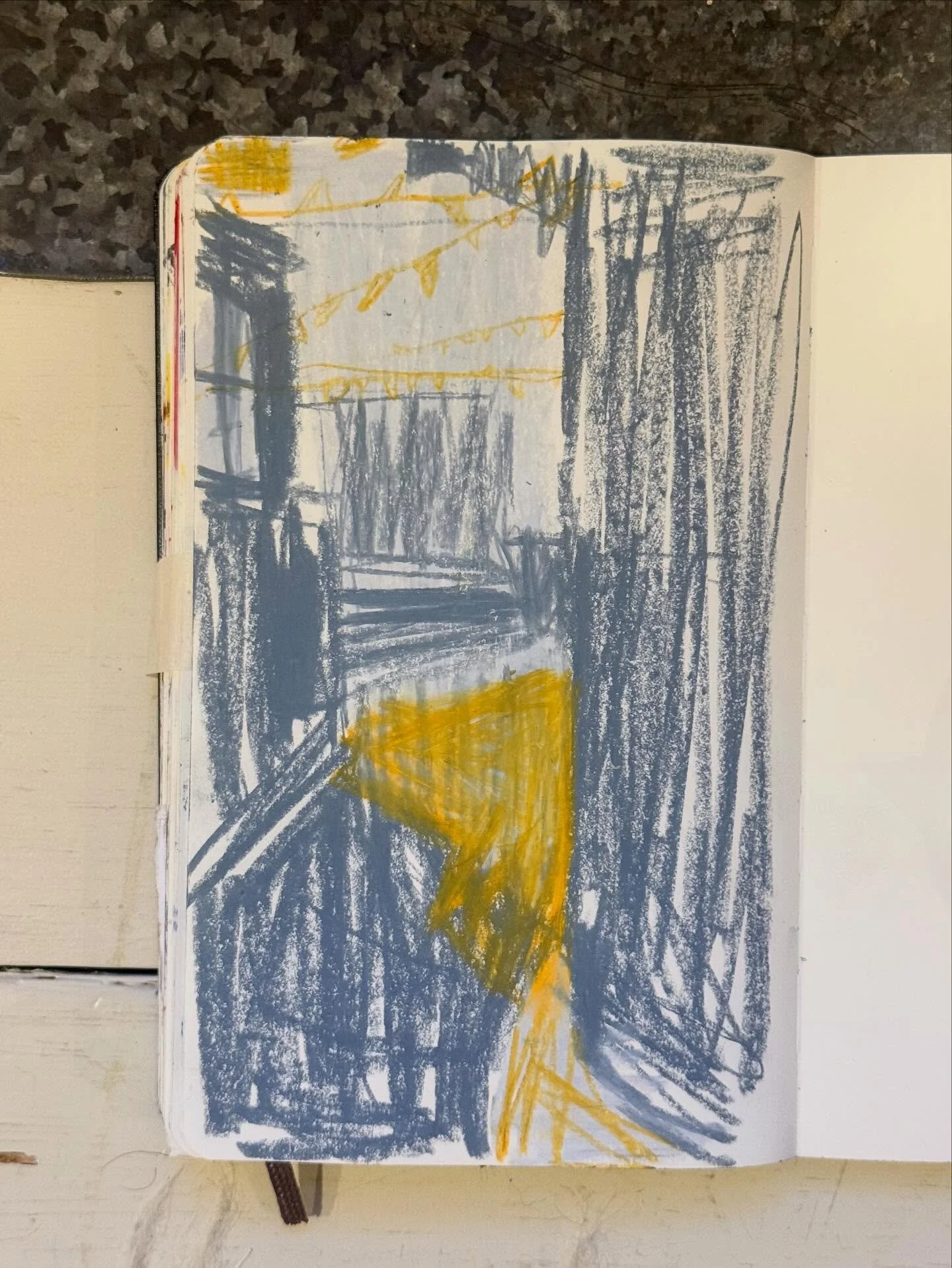 Last night in Hay @thetablehay Some drawings from yesterday looking out of the window. Thinking about abstract shapes and hidden spaces. It&rsquo;s magical here. Looking forward to seeing my family tomorrow! 😻

#hayonwye #sketchbookpages #abstractsh