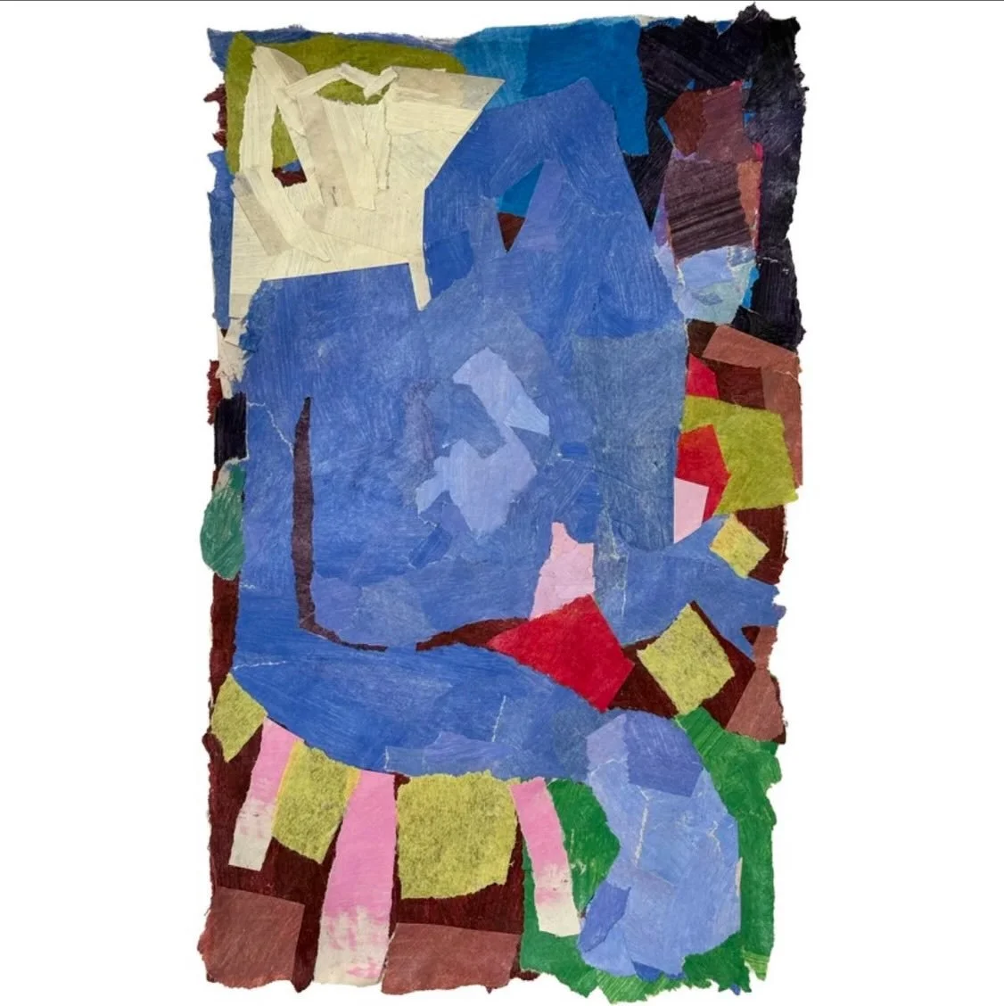 Finished collage. This has taken me ages and ages, and just so long for such a little thing! I made it because I&rsquo;ve been working on a large painting of the same idea for over a year and the composition and colours kept tripping me up and despit