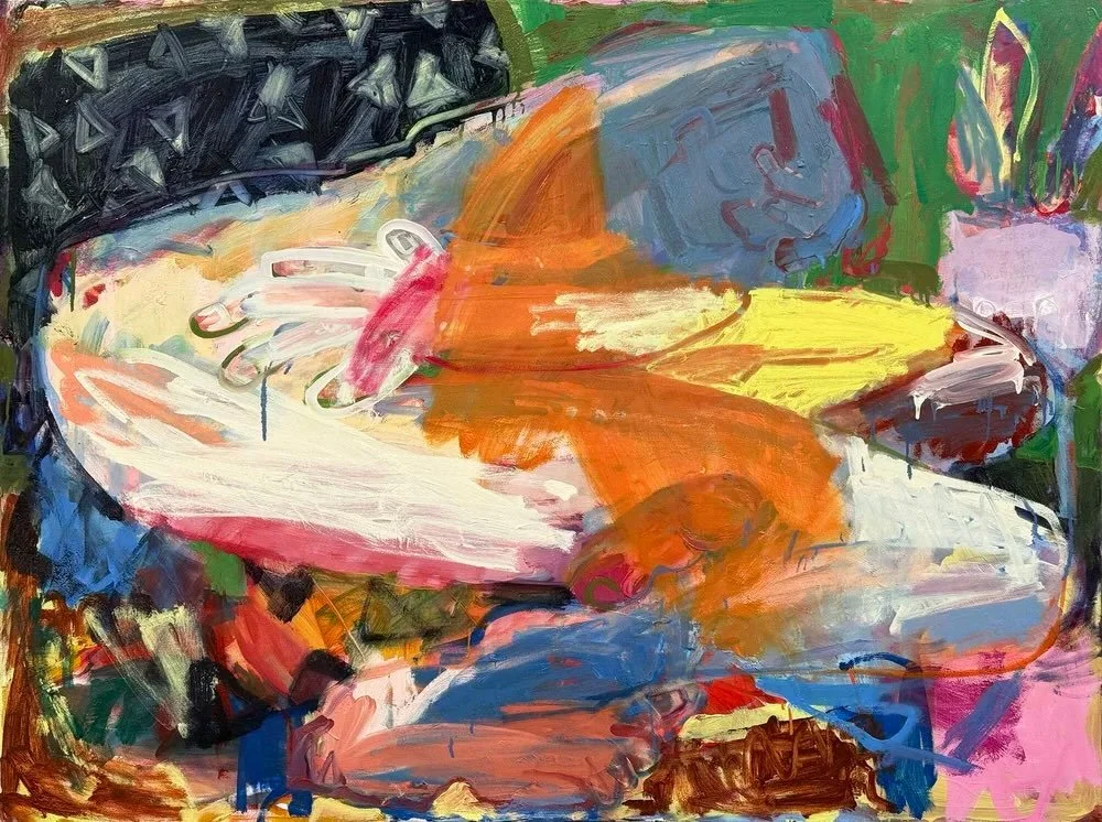 I&rsquo;ve worked on this on and off for over a year. It&rsquo;s been so many different colours. It feels like it ought to be tidied up and so I&rsquo;ve decided it&rsquo;s finished. I like its energy and the rebellious orange in the middle.

Man &am