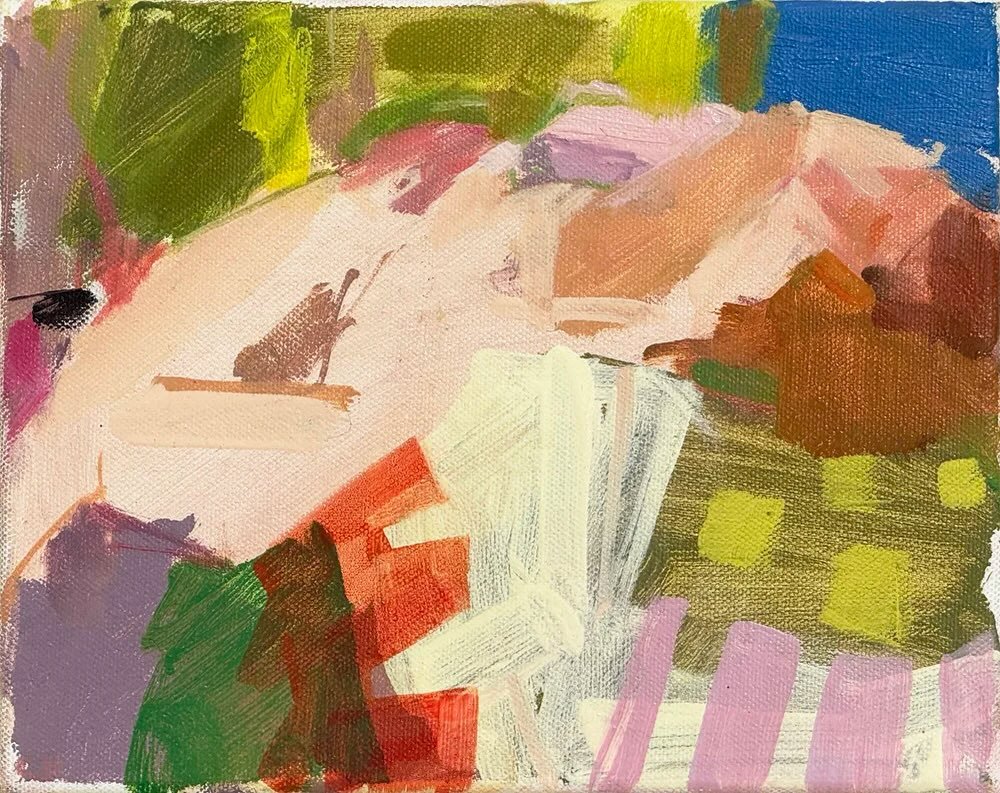 I&rsquo;m off to Hay today! 🥳 for my solo show @thetablehay and the last stint of my residency in Val&rsquo;s beautiful Atelier. I made the collage that informed this painting in the gallery during one of my visits in the spring. I&rsquo;m so excite