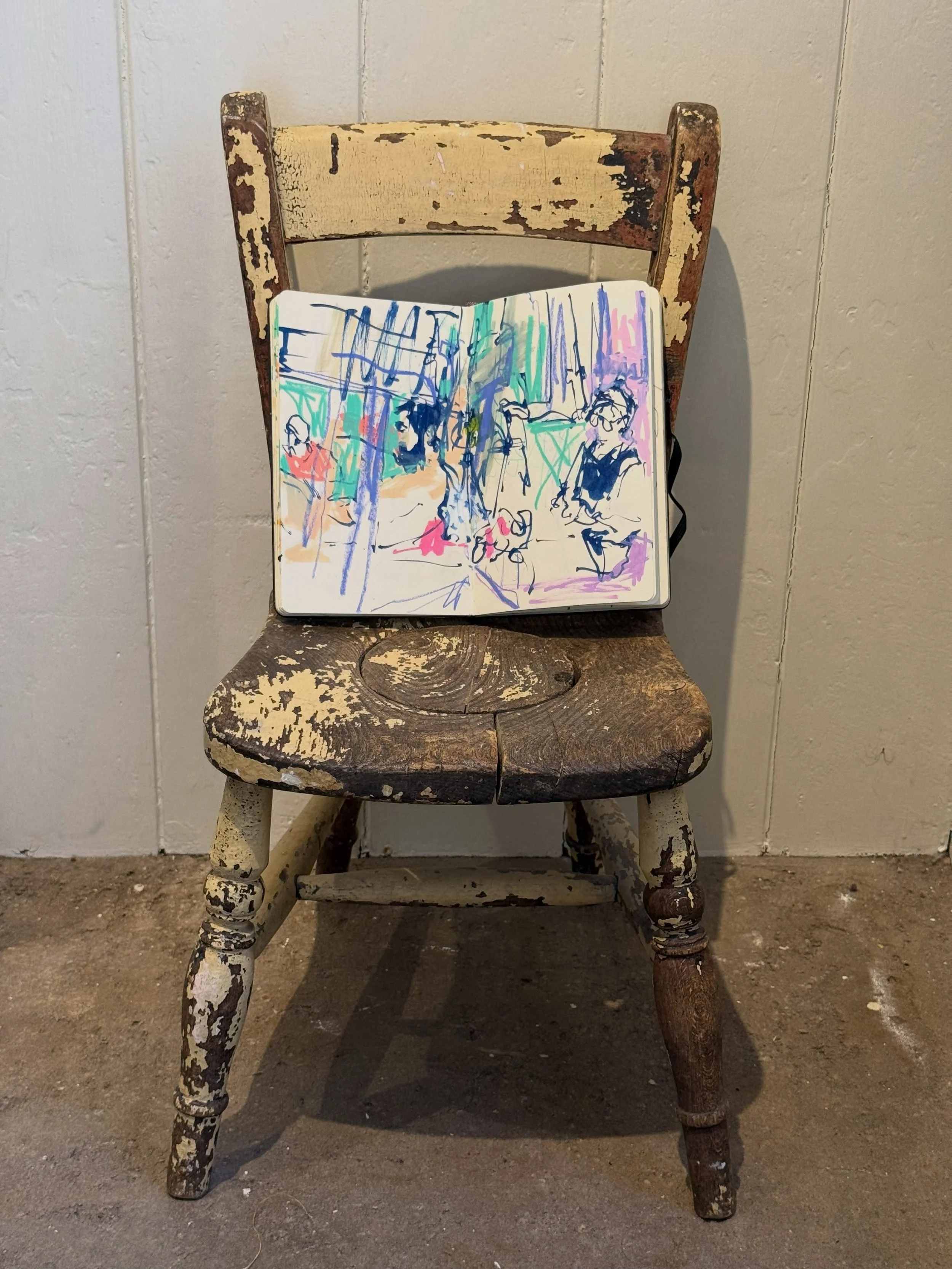 Sketching on the gallery floor today! As well as finished pieces you can flick through my sketchbooks and just come and chat. I&rsquo;ve met some lovely people already in Hay. PV tomorrow evening! Come! 🥂

Dreaming of a Hay Window
The Table, Hay-on-