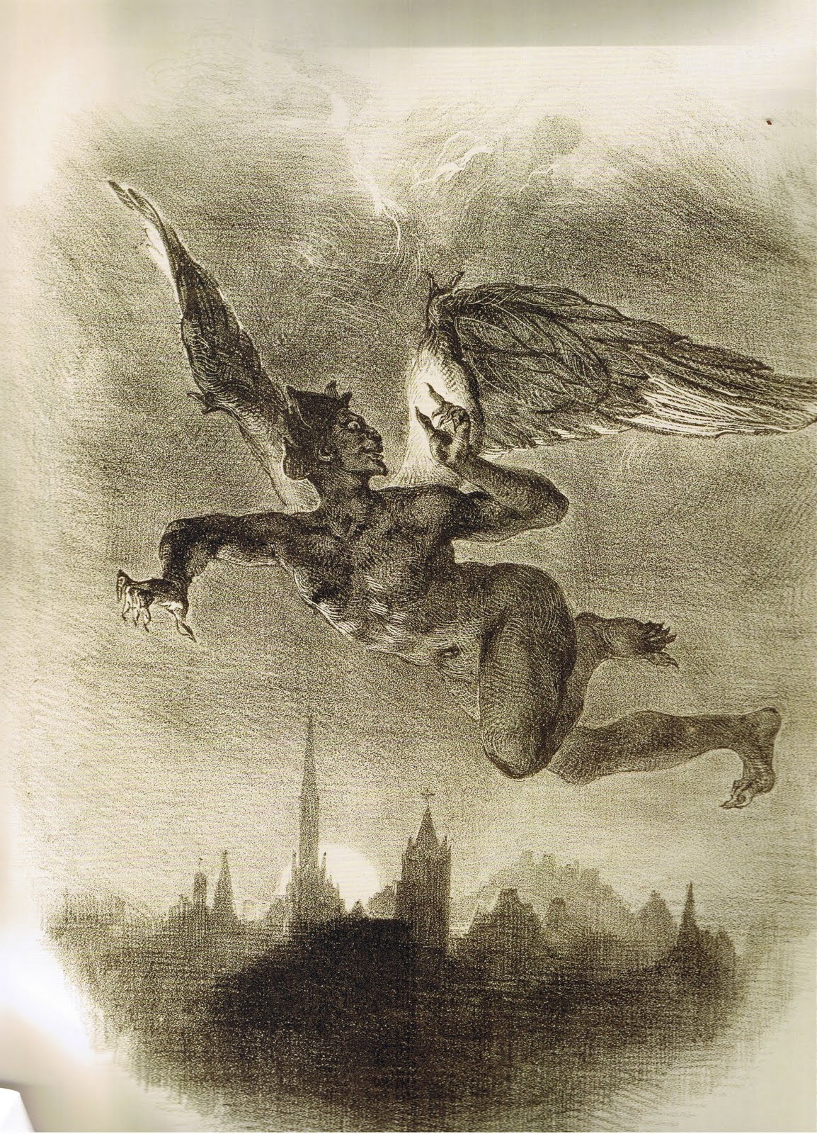 Eugène Delacroix French, 1798 - 1863. Mephistopheles Drawing by Litz Collection
