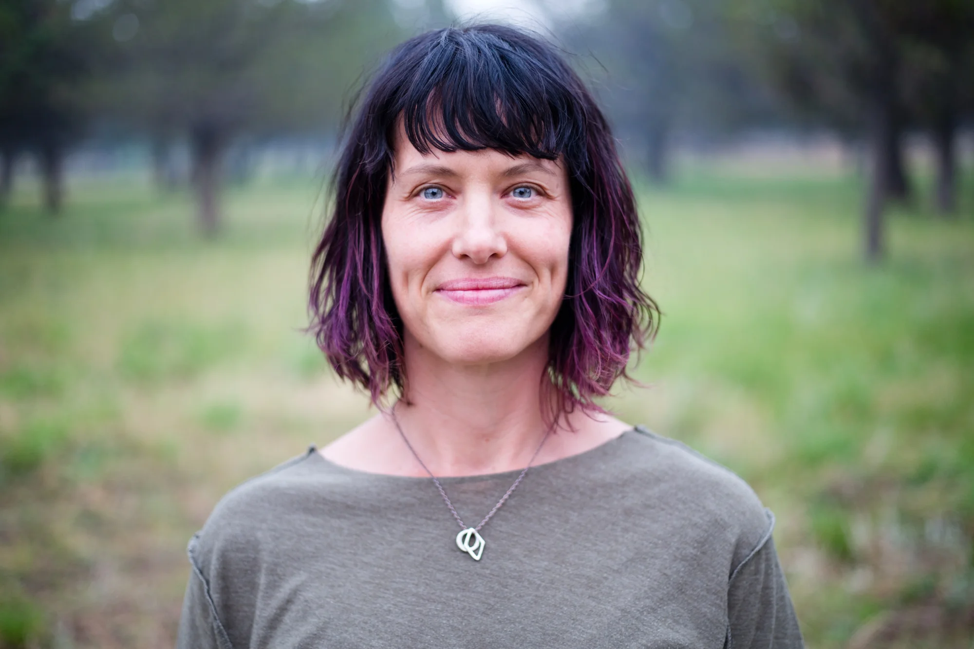 Tanya Hughes, 43, outside her tiny home