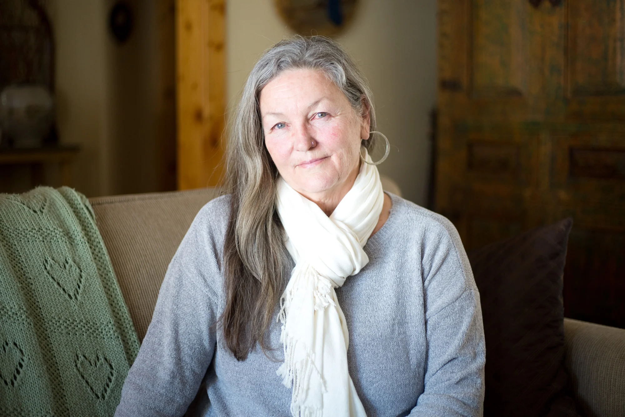 Katie Cavanaugh, 63, at her home