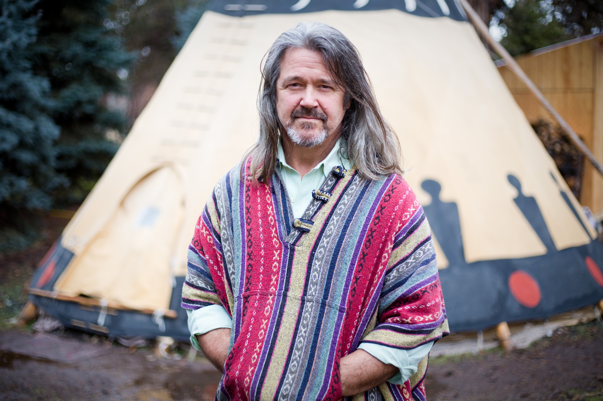 Eric Marley, 52, outside his tipi