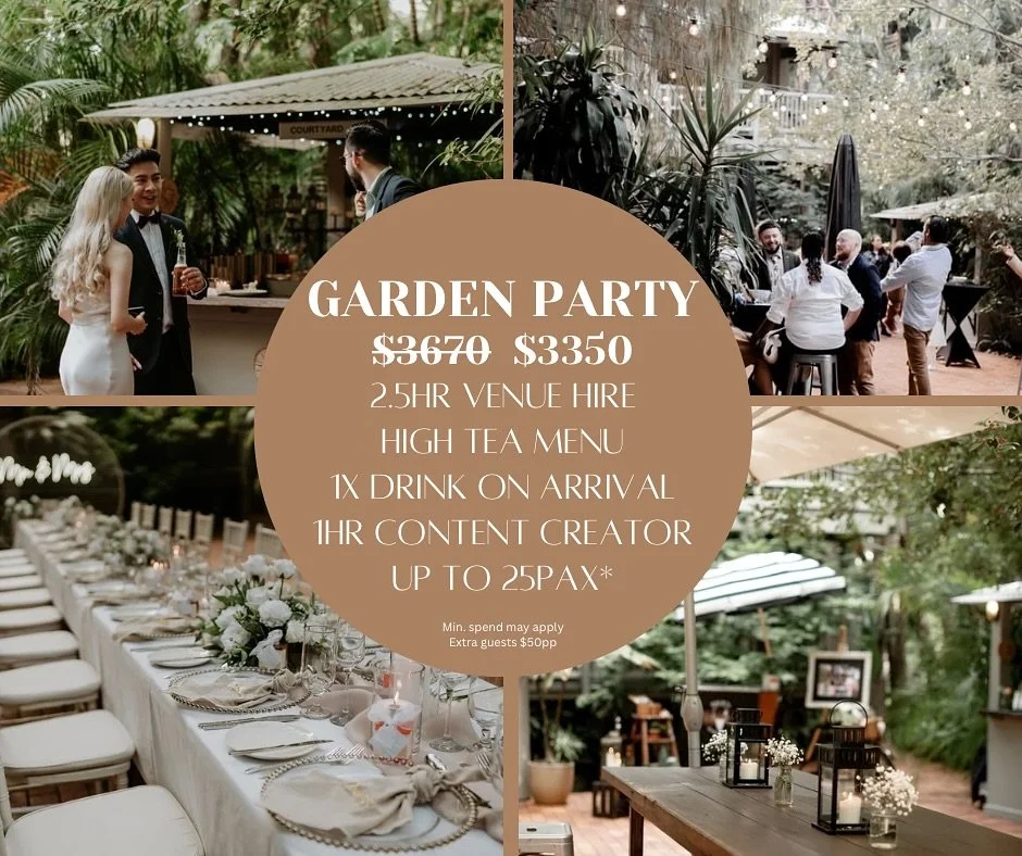 New season, new reason to celebrate 🌿🍾
Our Garden Party Package is here &mdash; fairytale setting, high tea, welcome drink &amp; your own content creator! ✨
Book now at our introductory price 💕
(T&amp;Cs apply)