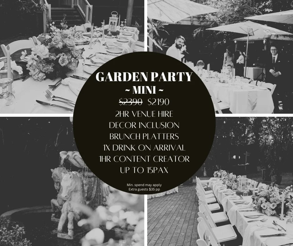 Looking for something small but fancy yet intimate to celebrate? - Our new &lsquo;Mini&rsquo; garden packages are designed just for you. Upgrades available! Enquiry Today! 🌸