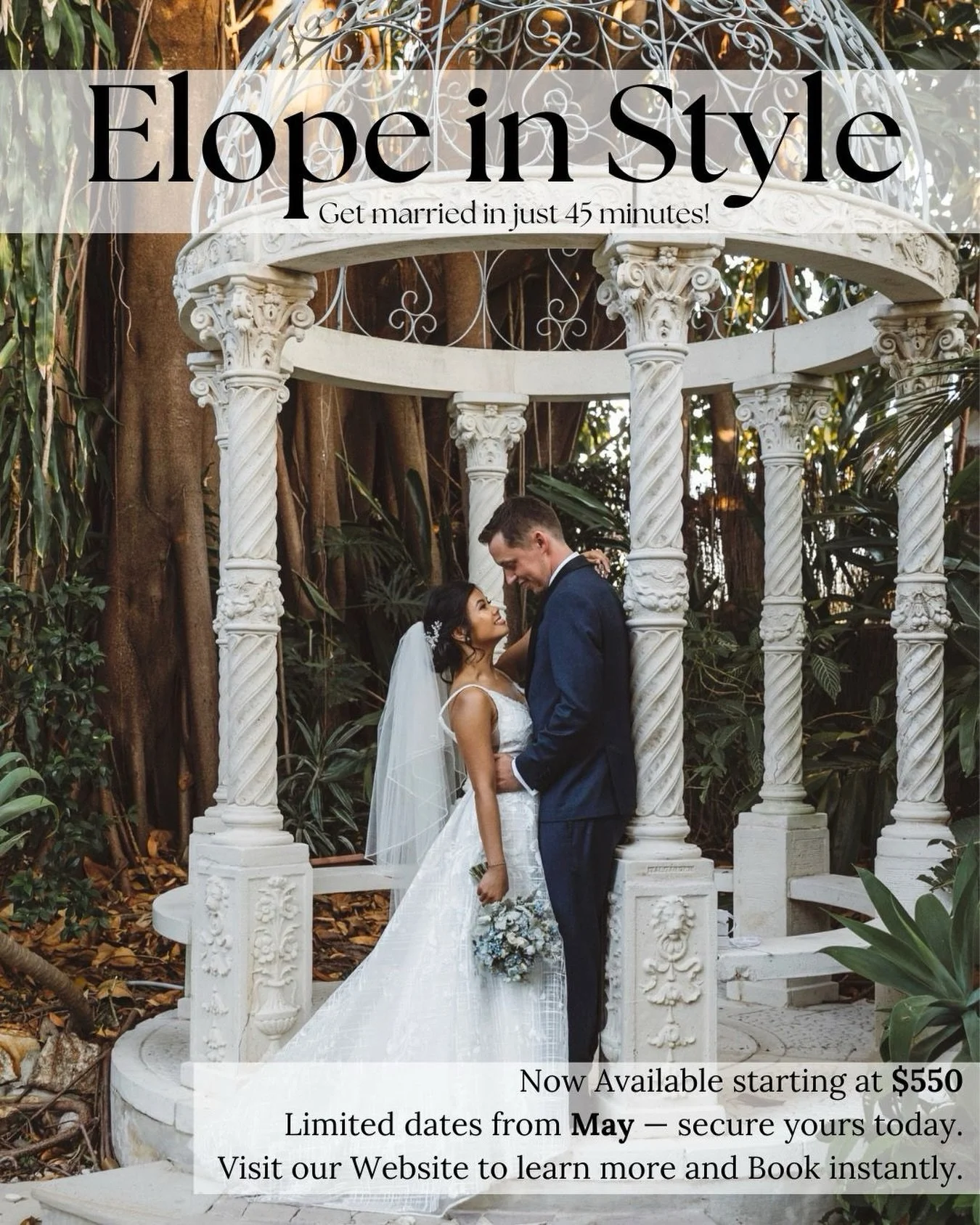 ✨ Say &ldquo;I do&rdquo; without the stress (or the huge price tag) ✨

Our new wedding packages start from just $550 💍
✔️ 45-minute venue hire
✔️ Beautiful basic d&eacute;cor included
✔️ Bouquet + buttonhole hire
✔️ Celebrant-inclusive packages avai