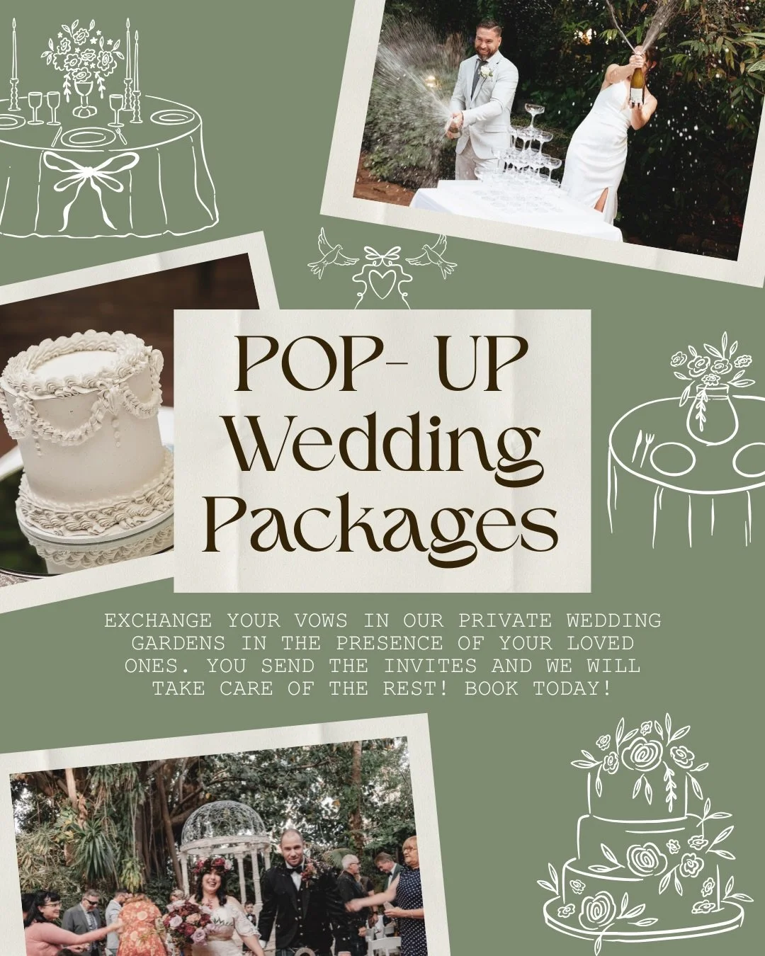 Big love, small stress ✨

Our Pop-Up Weddings are designed for couples who want it all&hellip; without the overwhelm. 

Pick your vibe of our three all inclusive packages. 
- Silver: Simple, intimate, when all you need is love
- Gold: A little someth