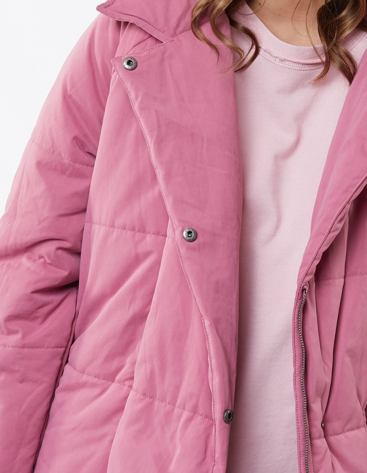 rose pink puffer jacket