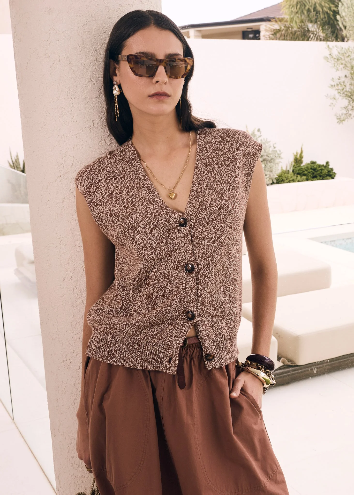 POL | Rye Knit Vest | Toffee
