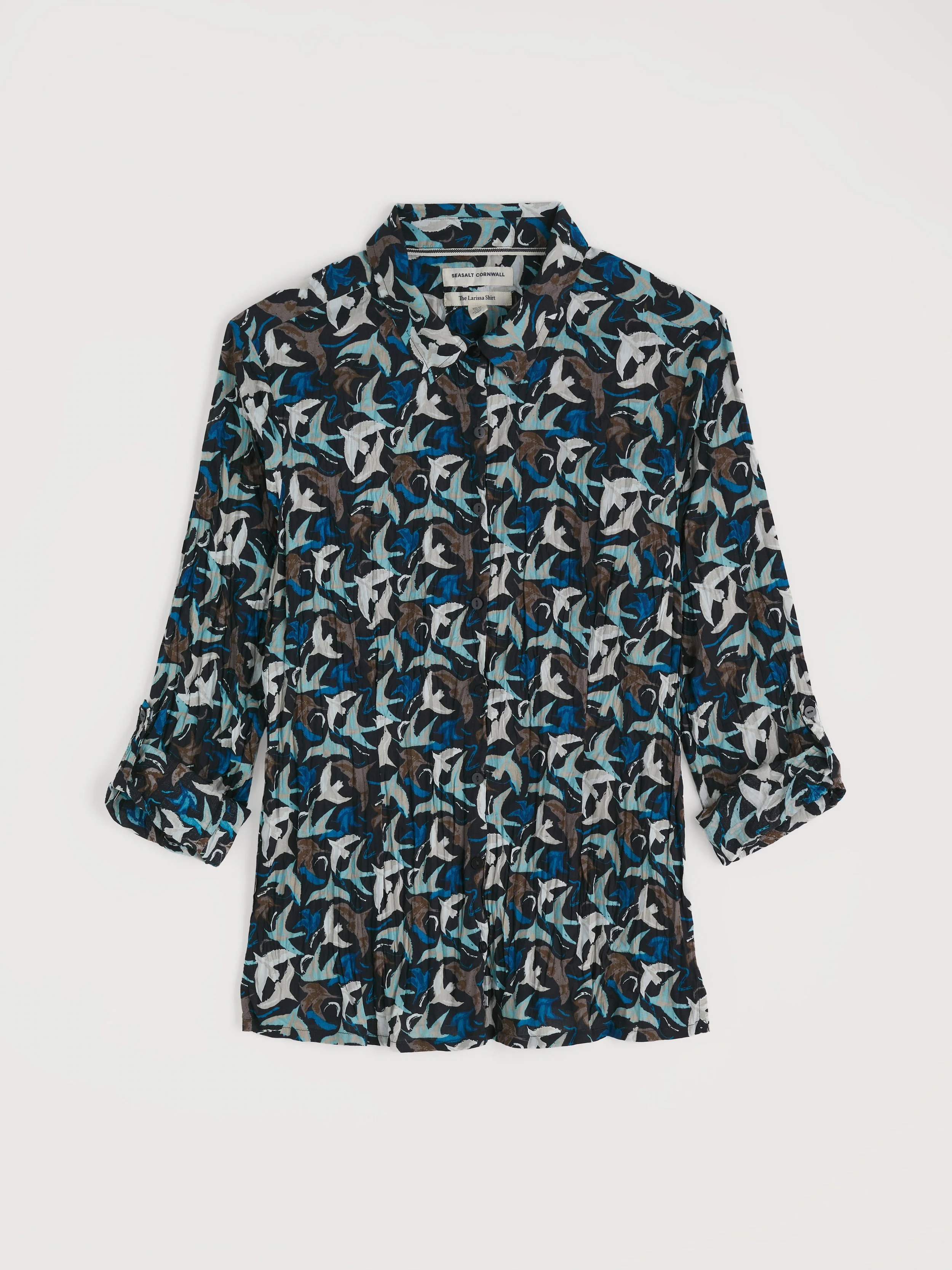 Larissa Shirt - Swooping Birds Onyx - 1.jpg