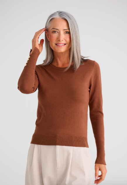 Brave & True | St James Knit | Chocolate Or Light Blue