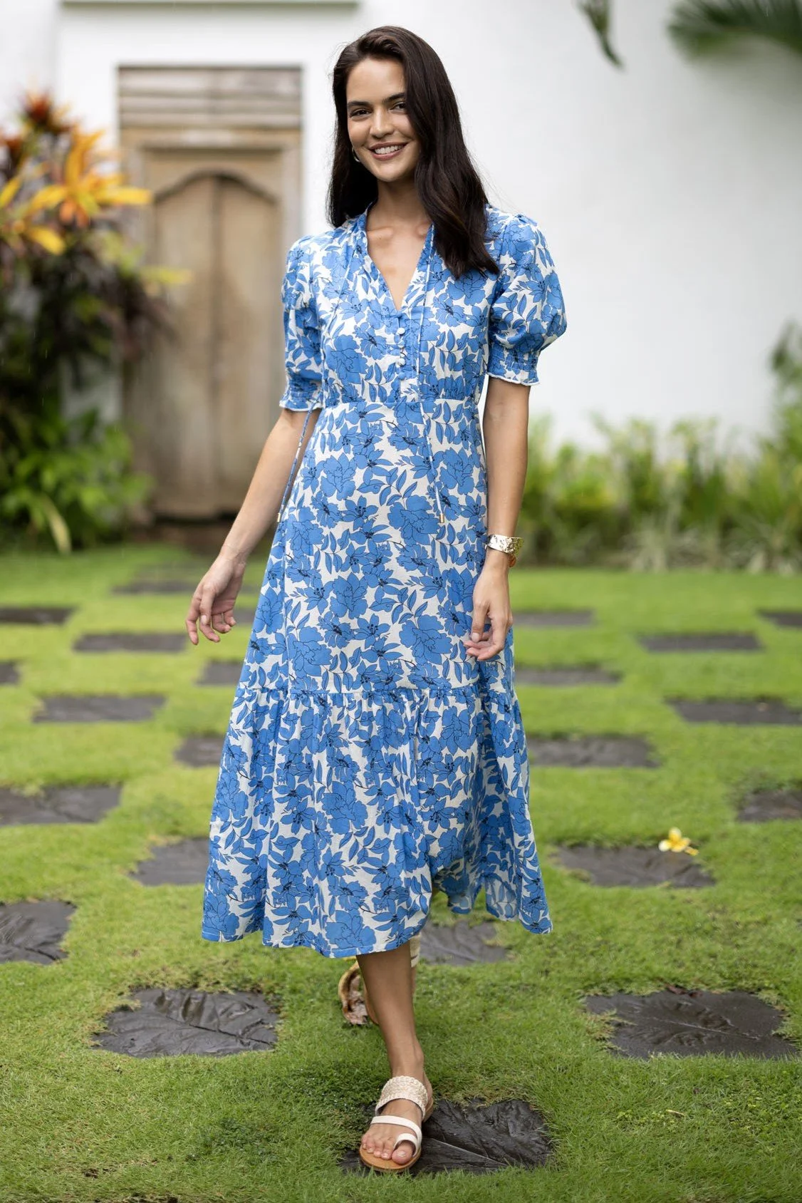 Humidity | Fleur Midi Dress | Blue/Stone
