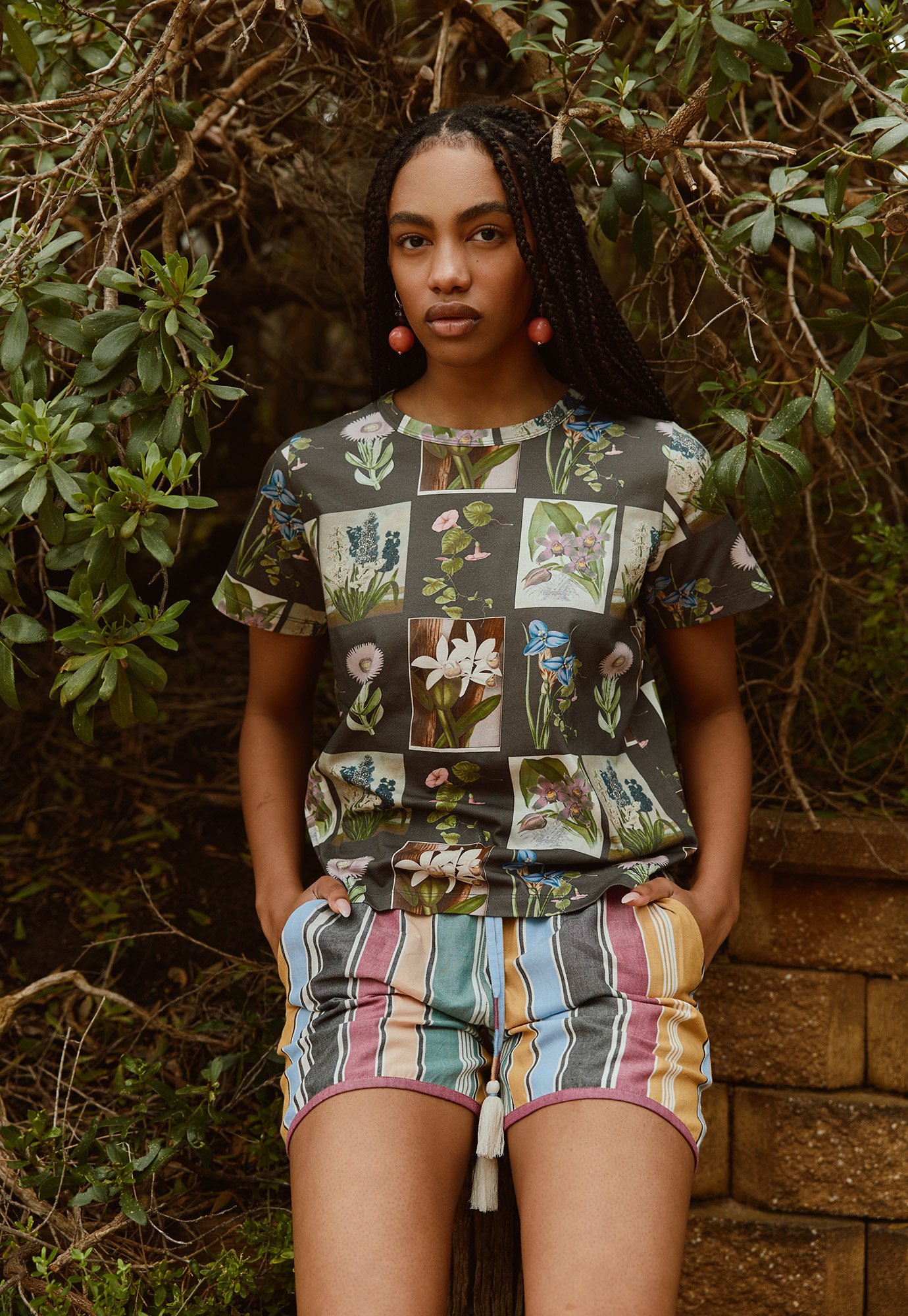 Nancybird | Apollo Tee | Charcoal Archive Floral