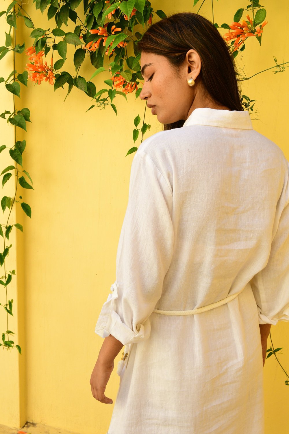 maya shirt dress Maya Shirt Dress Sky Linen with Tonal Embroidery