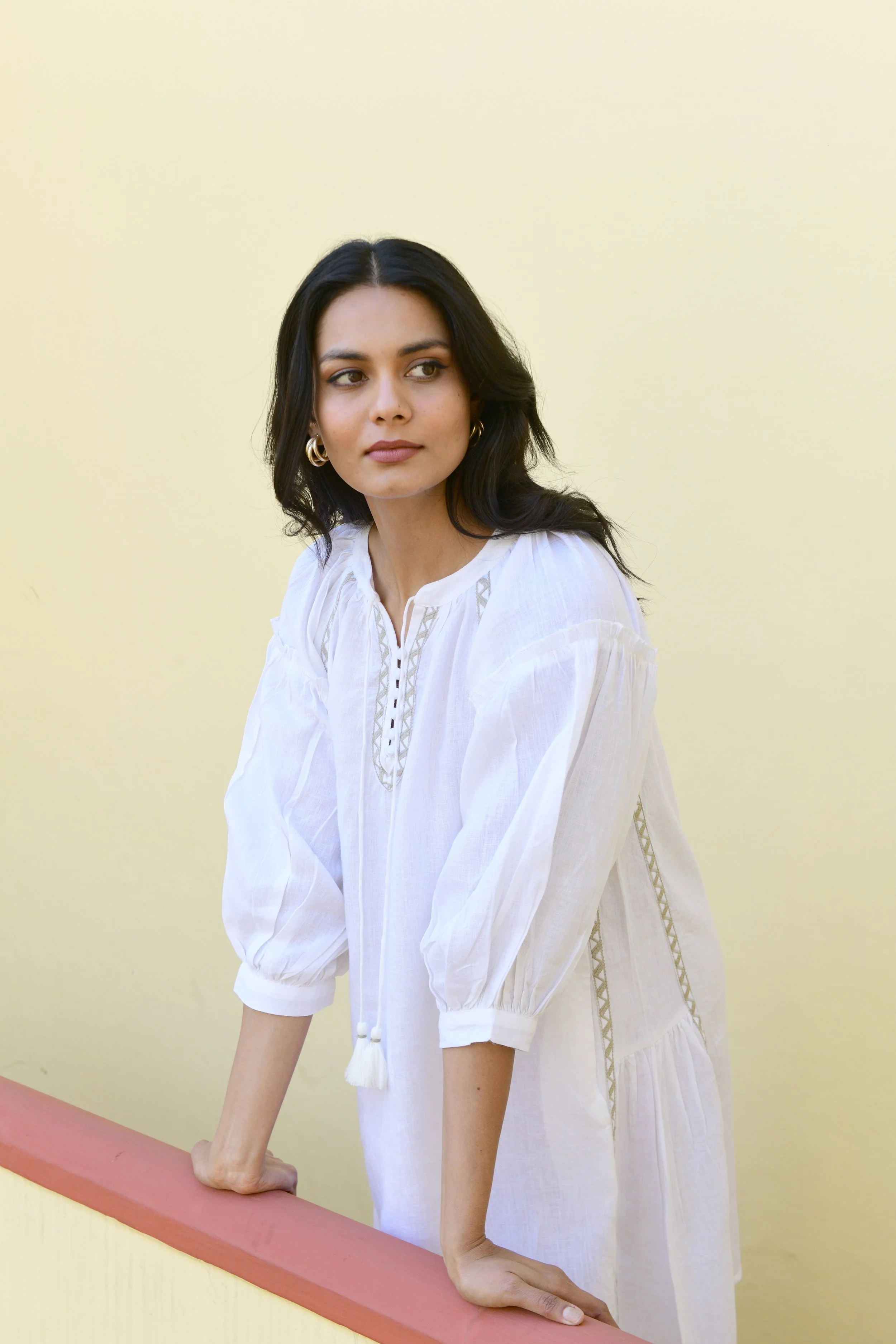 Azure and Indigo | Maya Shift Dress | White