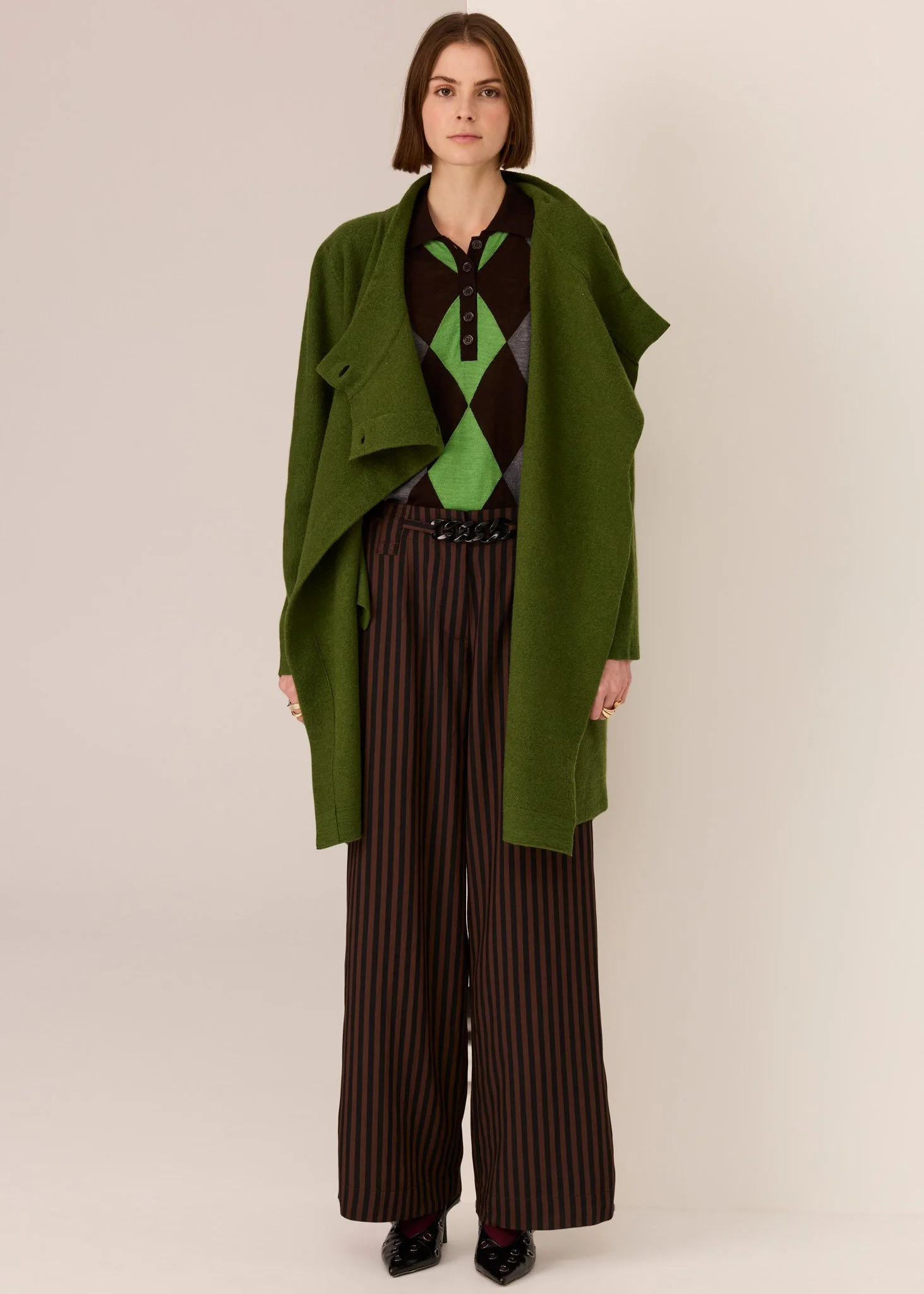 POL Wyatt Boiled Wool Coat | Green or Ivory
