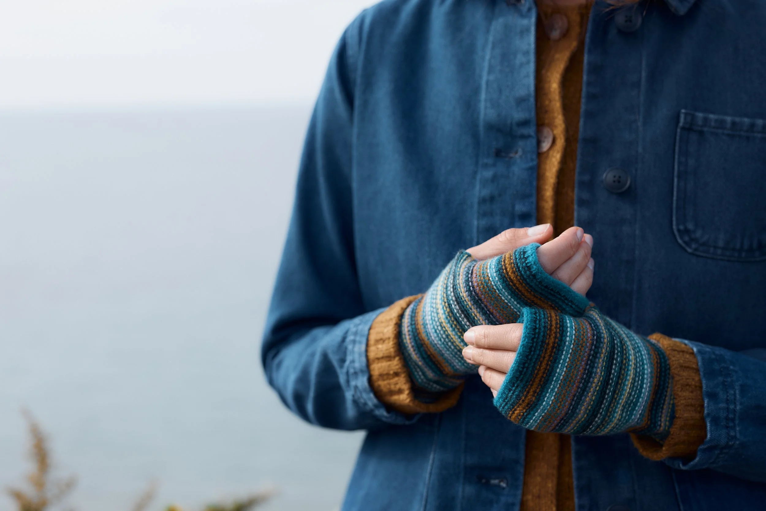 Fruity Fingerless Mittens - Ripple Marks Teal Multi - 382.jpg