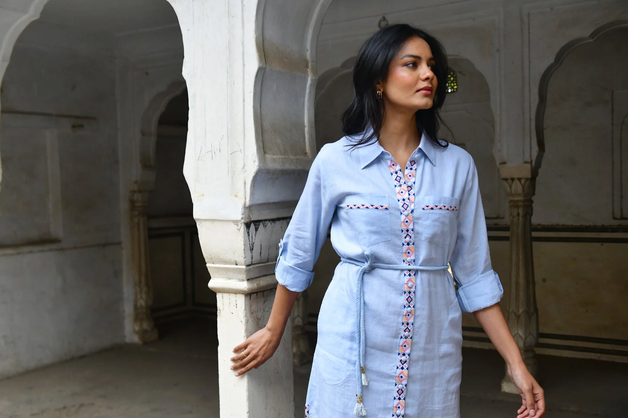 Azure and Indigo | Maya Shirt Dress | Sky