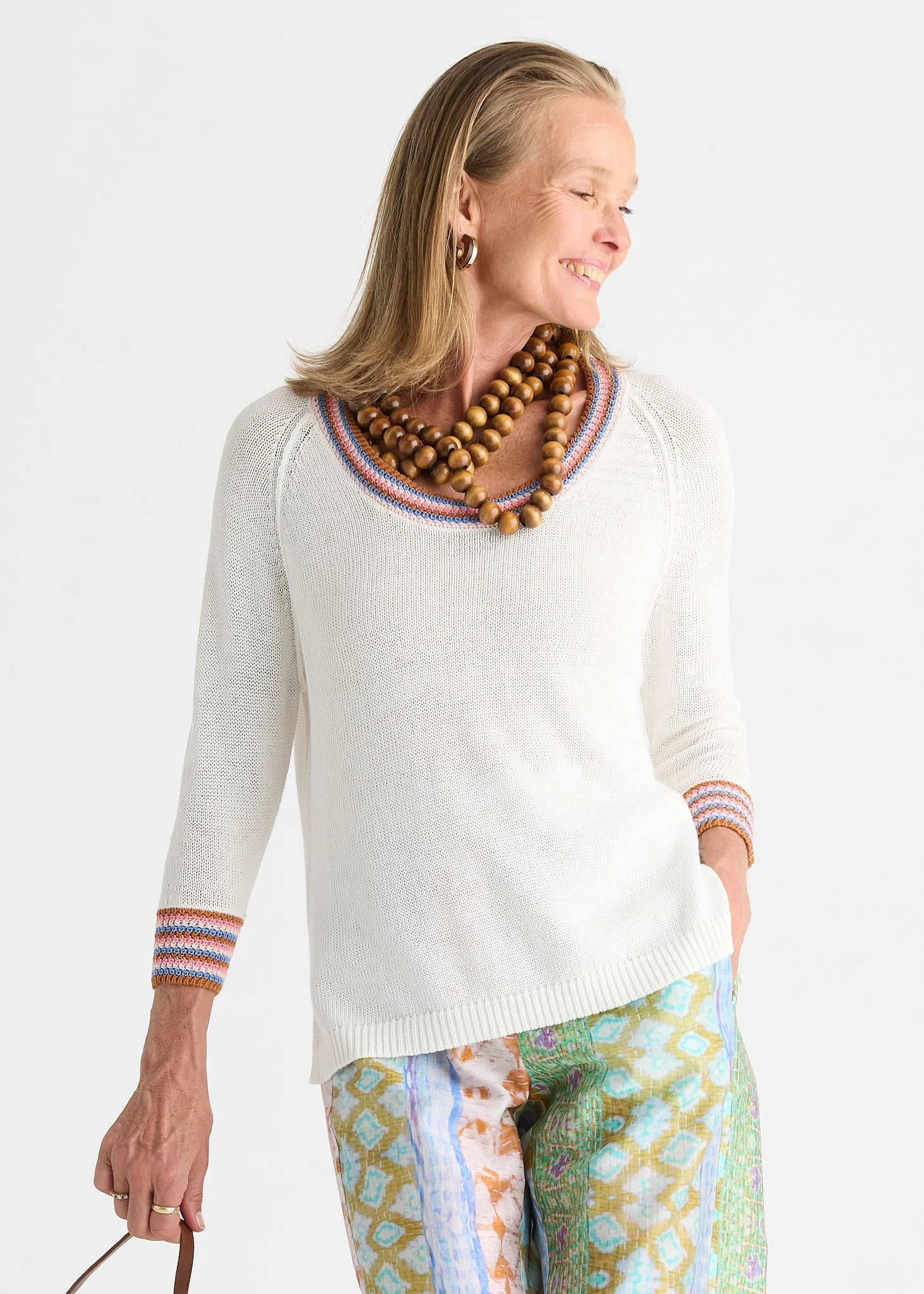 Zaket + Plover | Crochet Trim Top | White