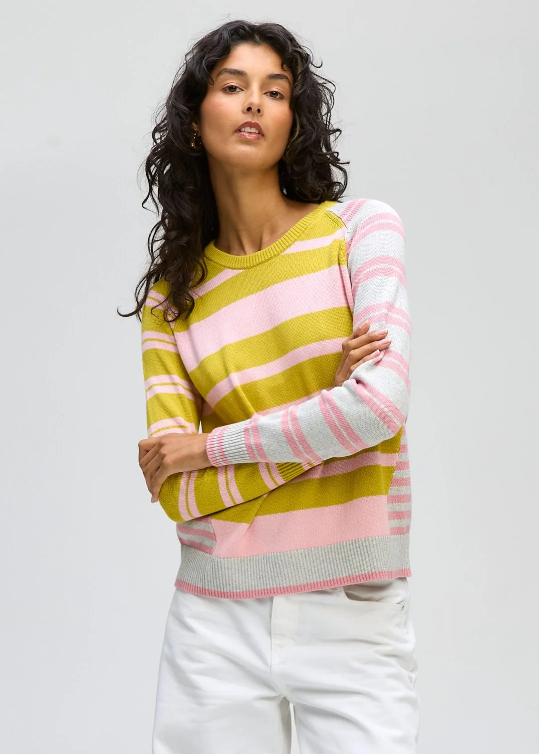ld + co | Crazy Stripe Crew | Chartreuse