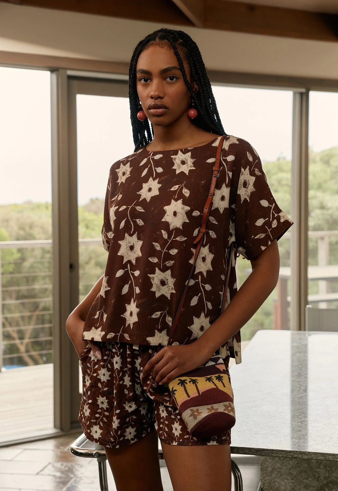 Nancybird | Dolman Top | Ochre Flower