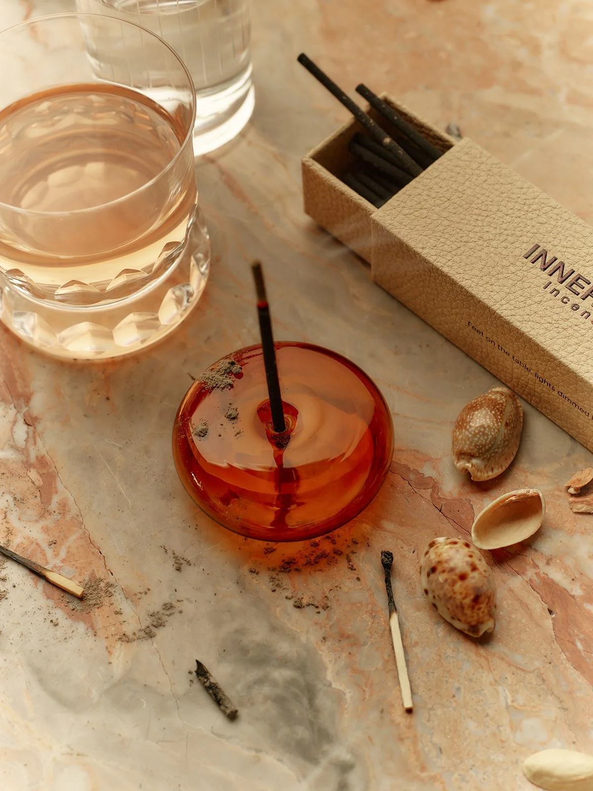 Gentle Habits | Glass Vessel incense Holder | Amber