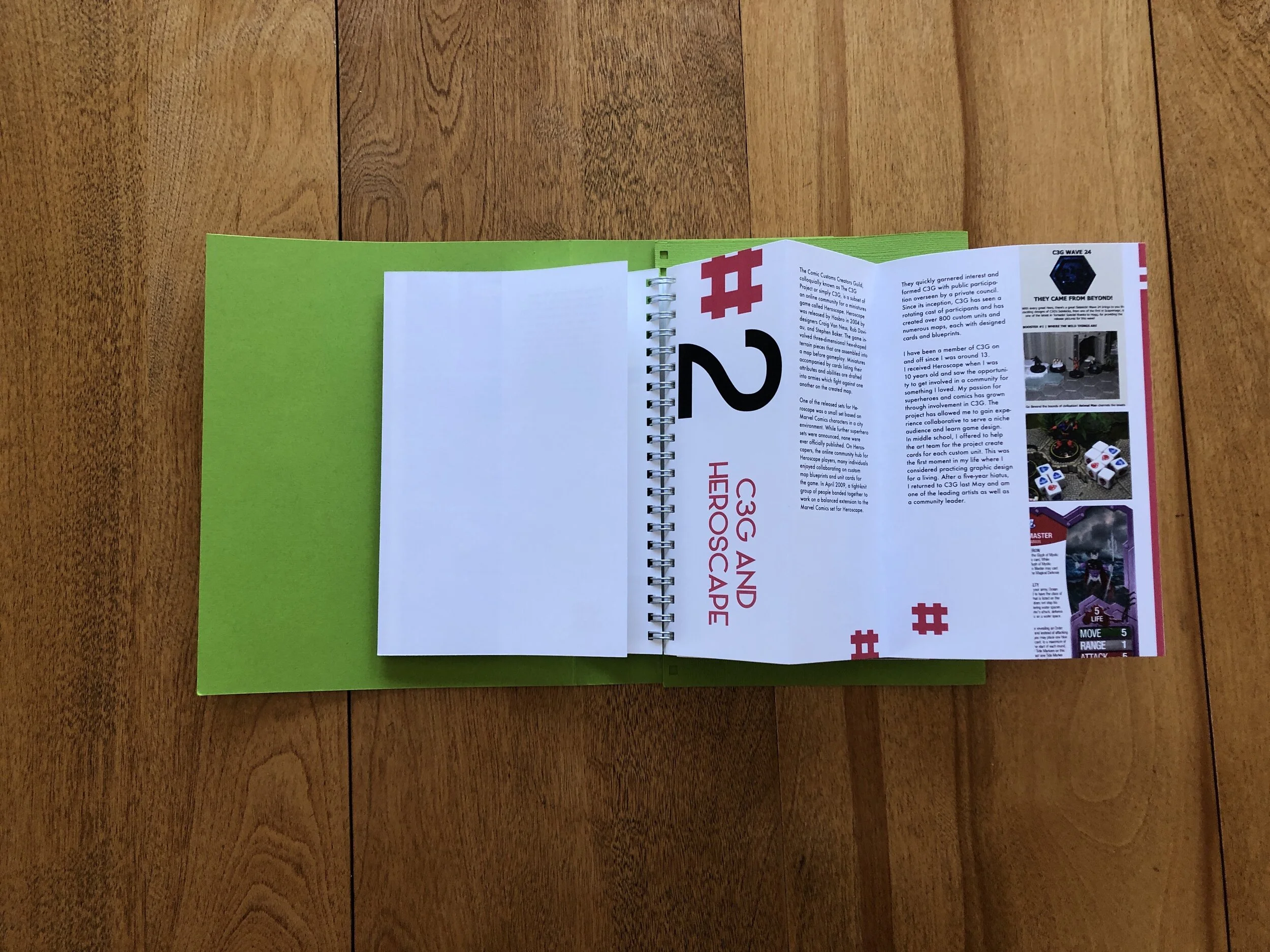  A photo showing how the influence book pages fold. 