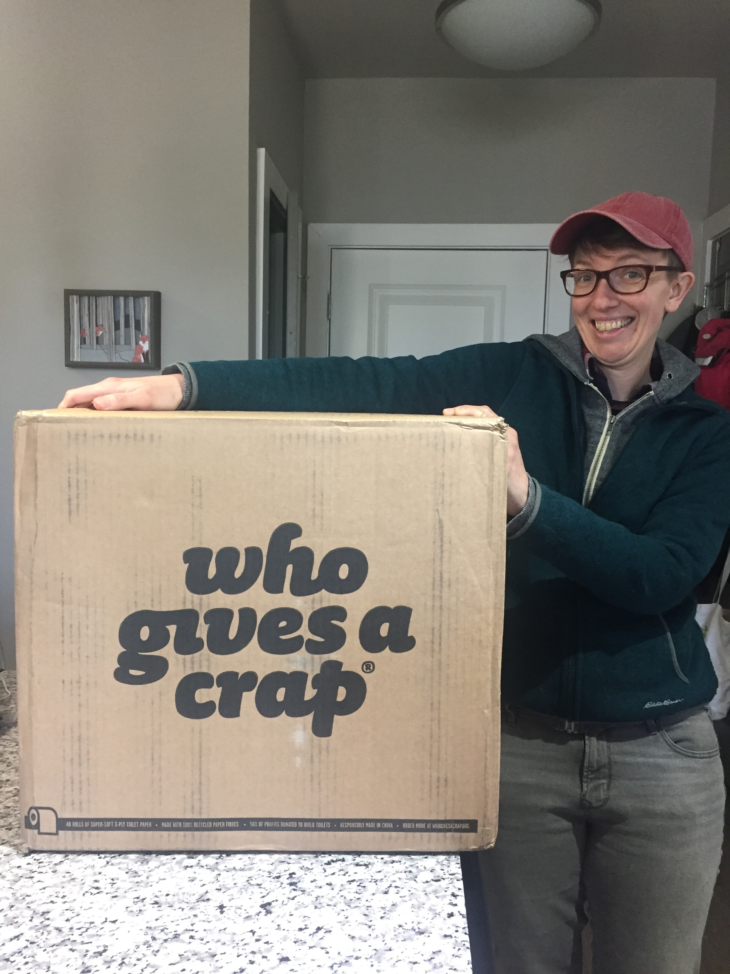 Rachel was stoked about our Who Gives a Crap delivery!