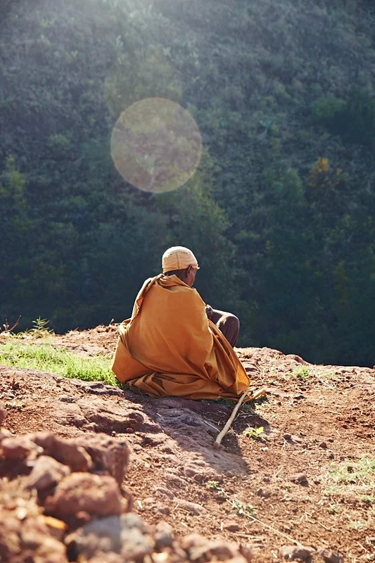 A pilgrim in contemplation Lalibela,Ethiopia